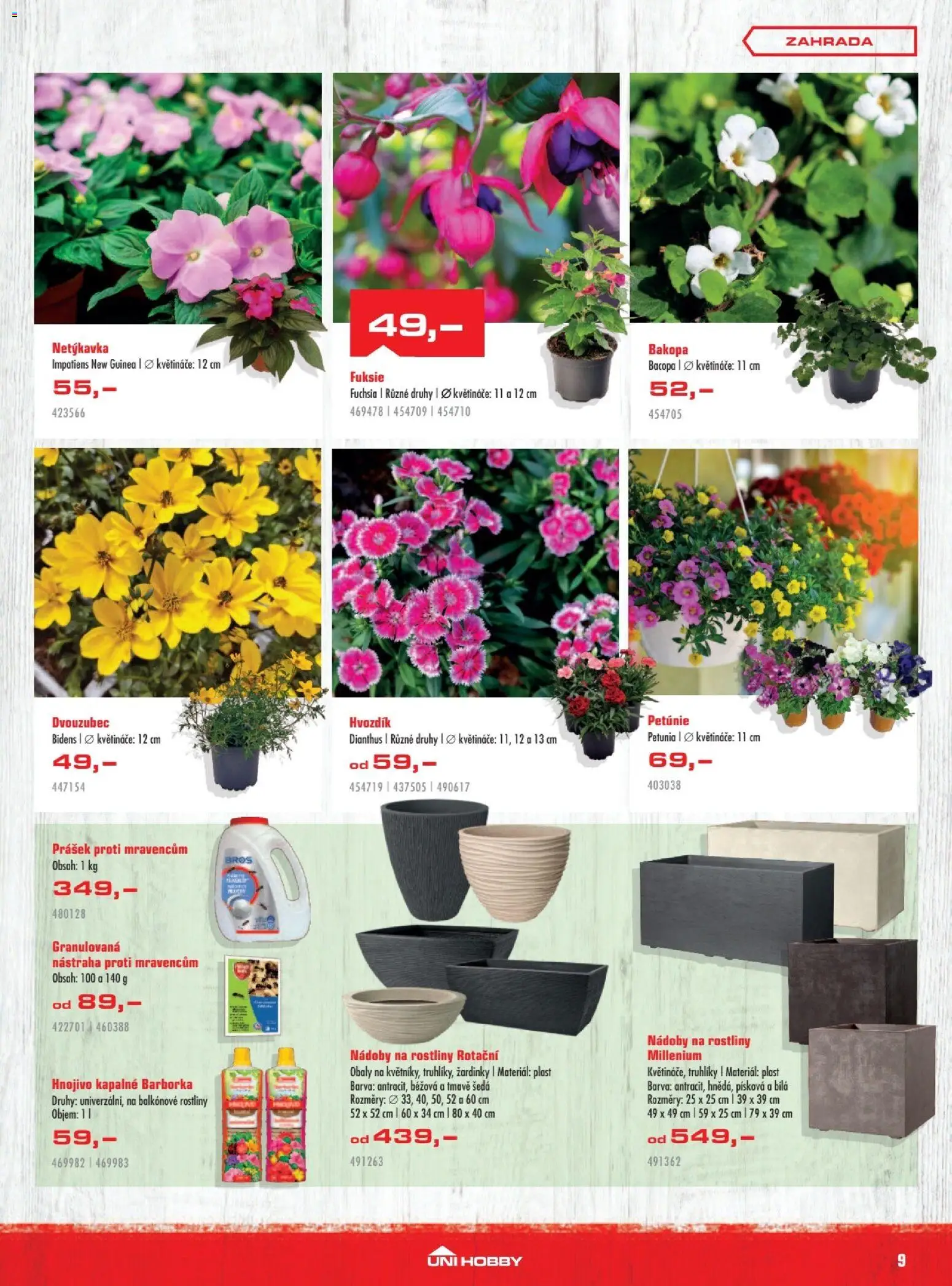 Uni Hobby leták od 30.04.2026 | Strana: 9 | Produkty: Květináče, Zahrada, Rostliny, Hnojivo