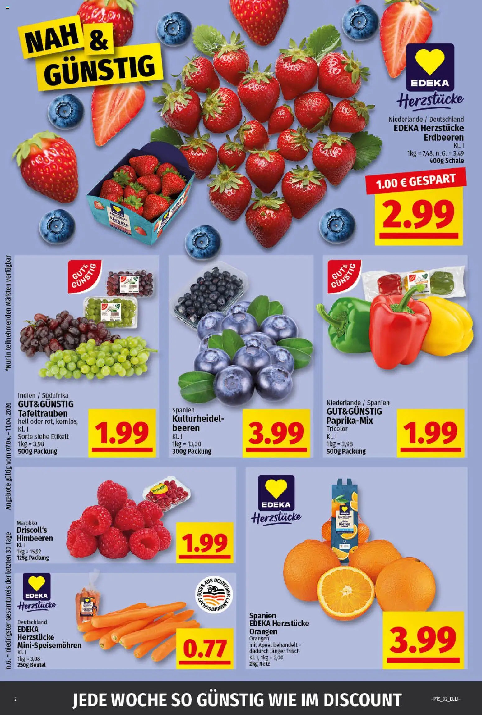 Elli Markt Prospekt Greffen – gültig ab 07.04.2026 | Seite: 2 | Produkte: Himbeeren, Orangen, Erdbeeren