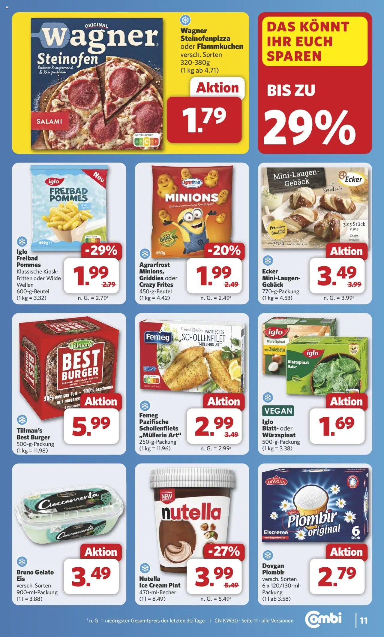 Combi Prospekt 	 - gültig ab dem 21.07.2025 | Seite: 13 | Produkte: Iglo, Pommes, Burger, Salami