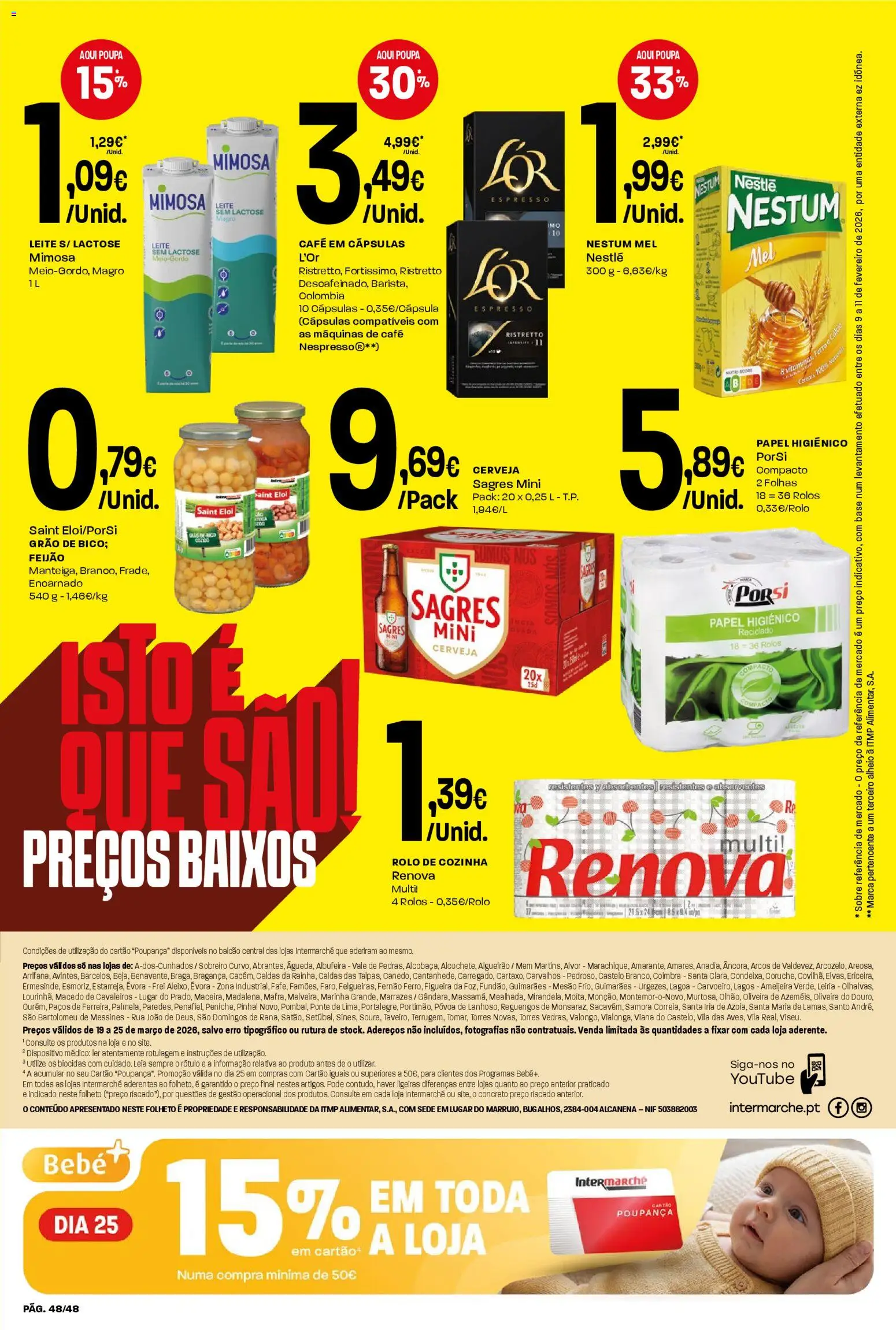 Intermarché folheto │ válido de 19.03.2026 | Página: 48 | Produtos: Ferro, Leite, Cerveja, Mel