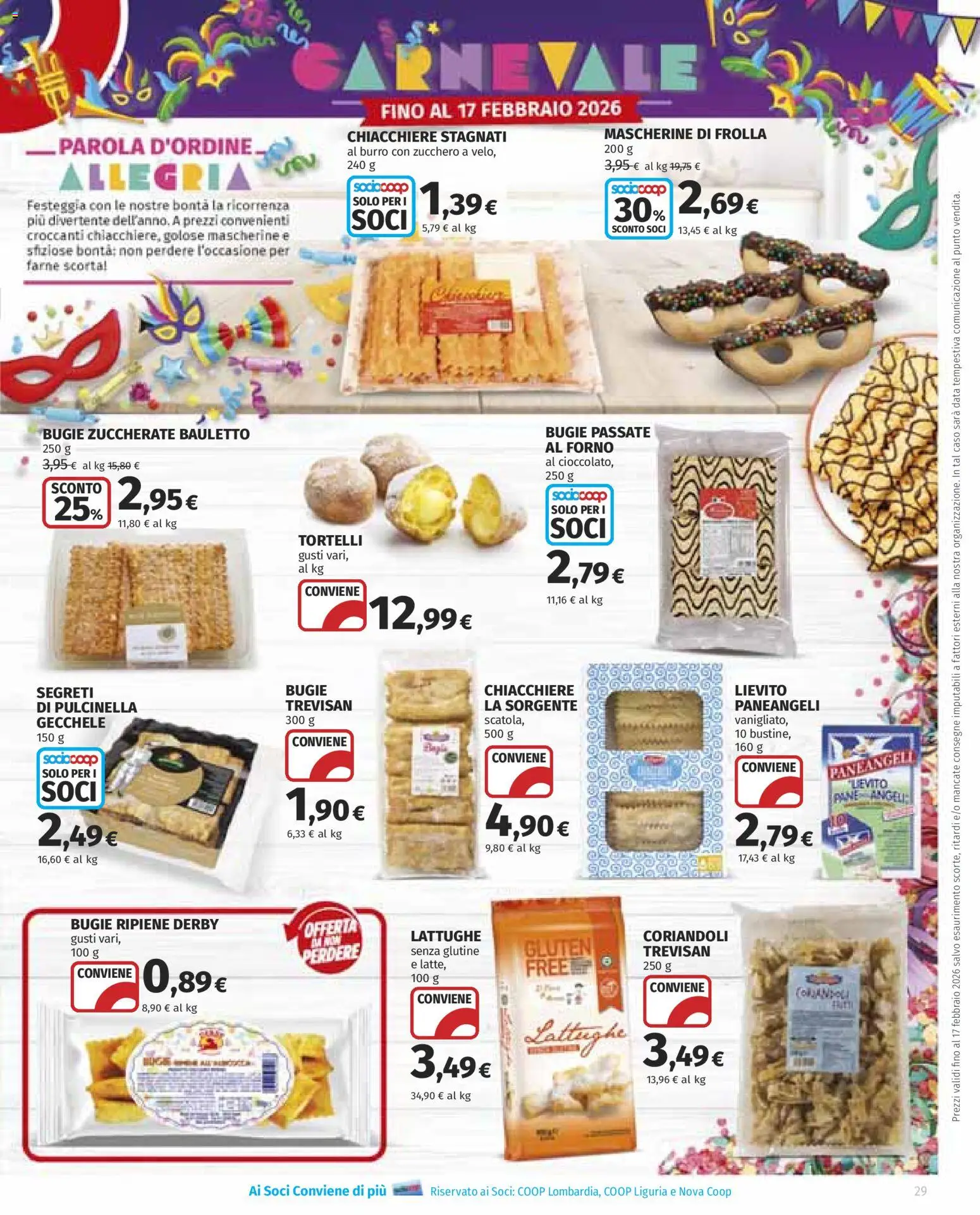 Volantino Ipercoop del 29.01.2026 | Pagina: 29 | Prodotti: Pane, Zucchero, Data, Tortelli