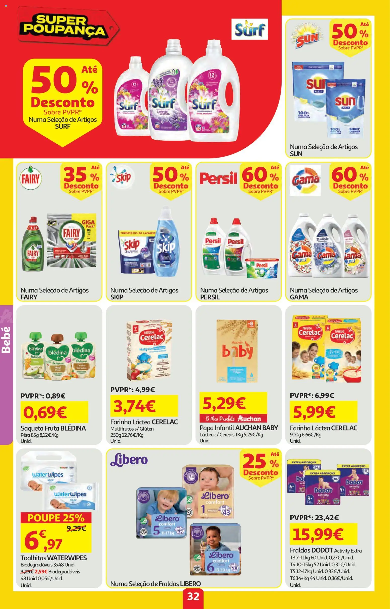 Auchan folheto │ válido de 09.04.2026 | Página: 32 | Produtos: Farinha láctea, Fraldas, Fraldas dodot, Nestlé