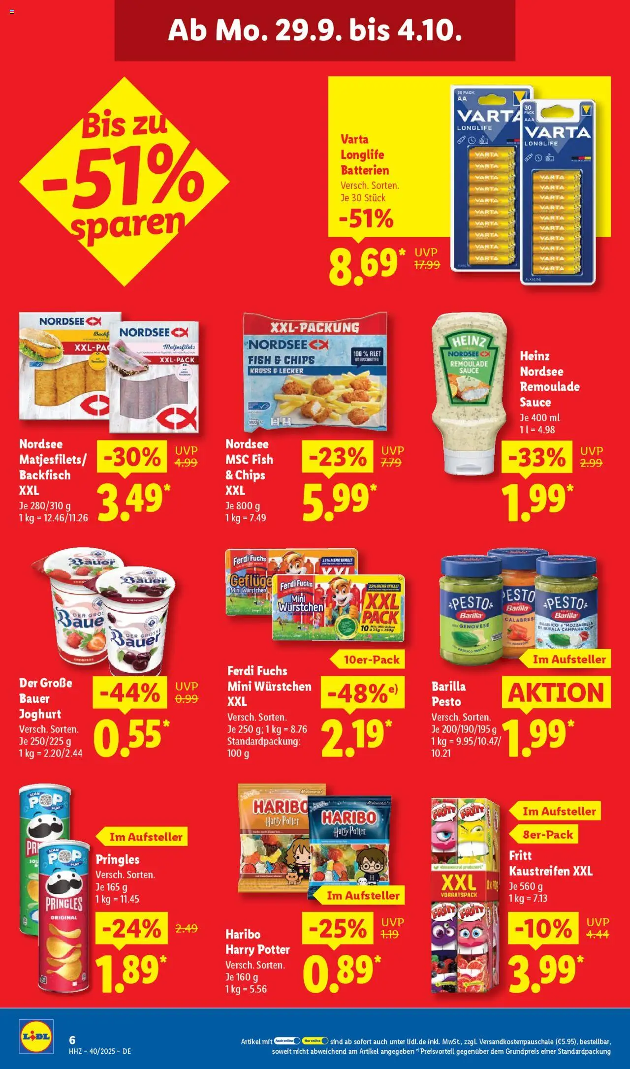 Lidl - Prospekt – gültig ab 29.09.2025 | Seite: 16 | Produkte: Haribo, Batterien, Pringles, Chips