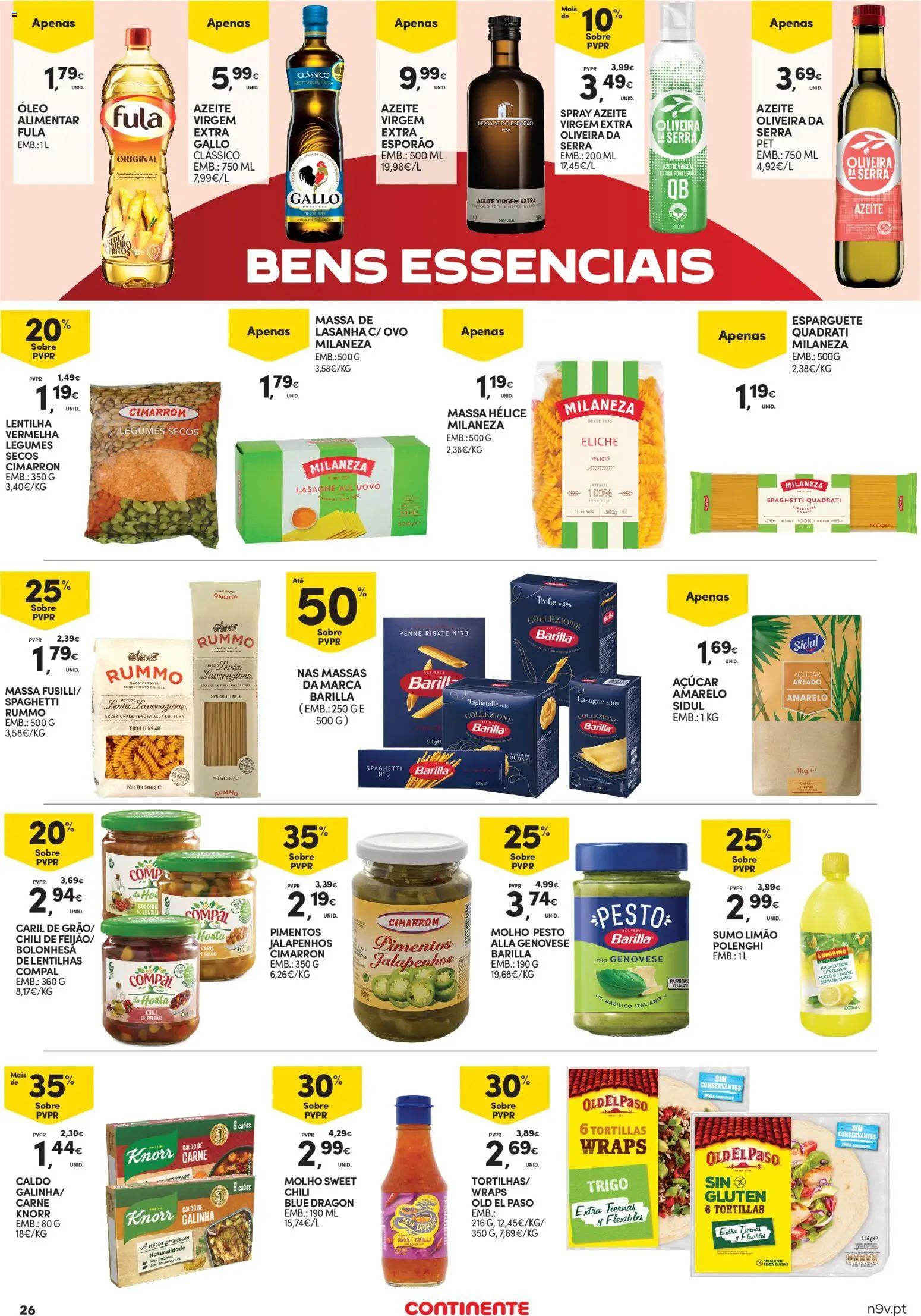 Continente - Açores │ válido de 13.11.2025 | Página: 26 | Produtos: Azeite, Lasanha, Sumo, Massa