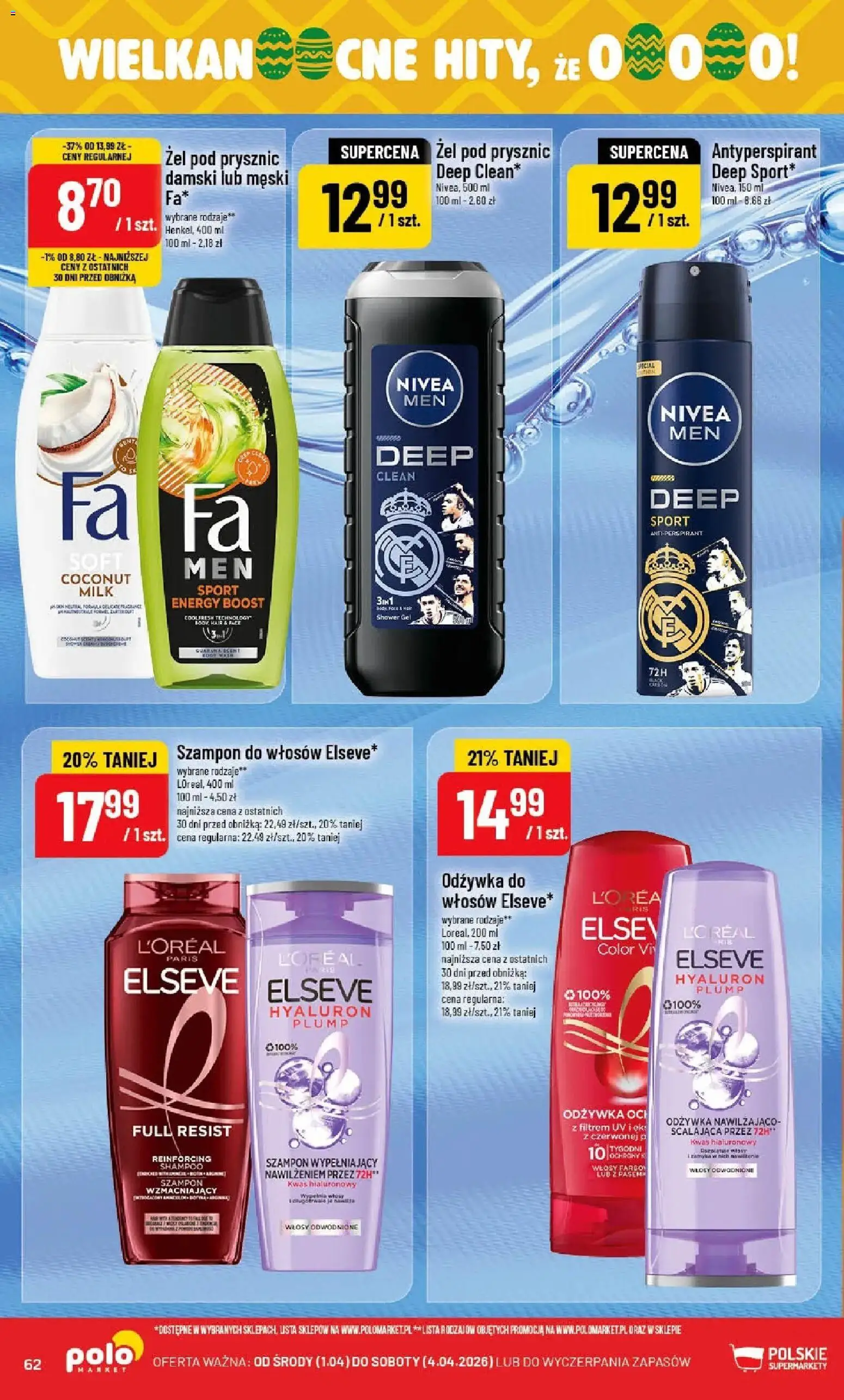 POLOmarket gazetka od 01.04.2026 | Strona: 62 | Produkty: Prysznic, Odżywka do włosów, Żel pod prysznic, Antyperspirant