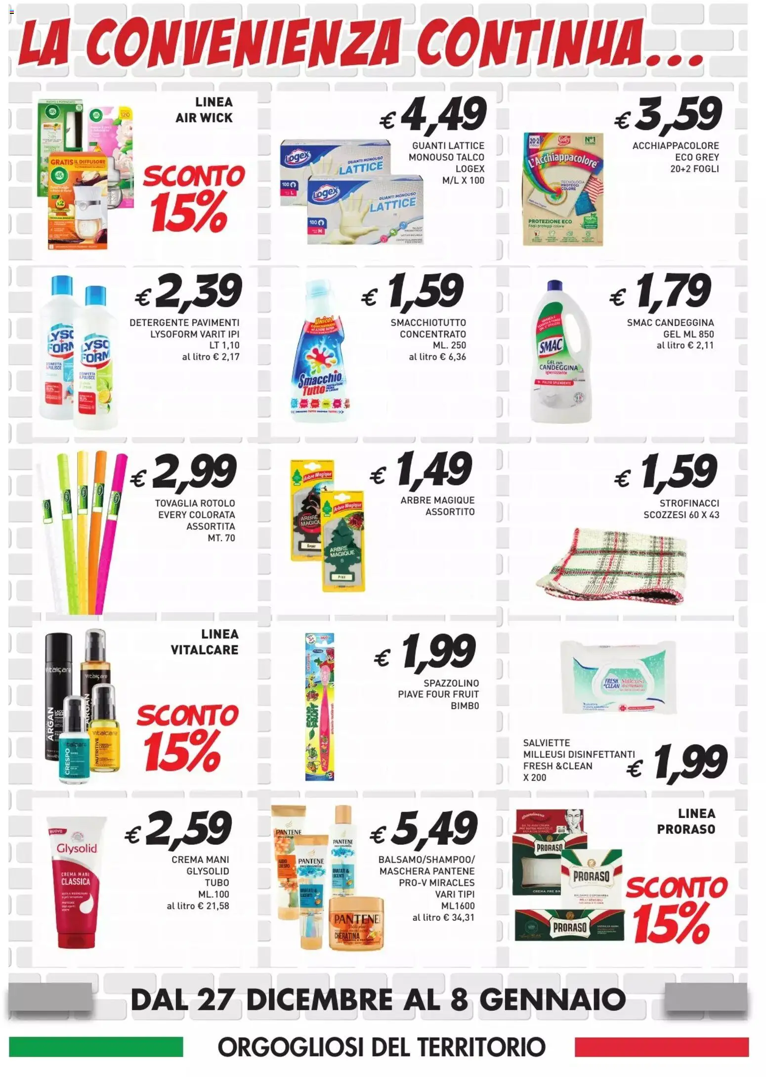 Volantino Coal del 27.12.2025 | Pagina: 8 | Prodotti: Candeggina, Talco, Tovaglia, Strofinacci