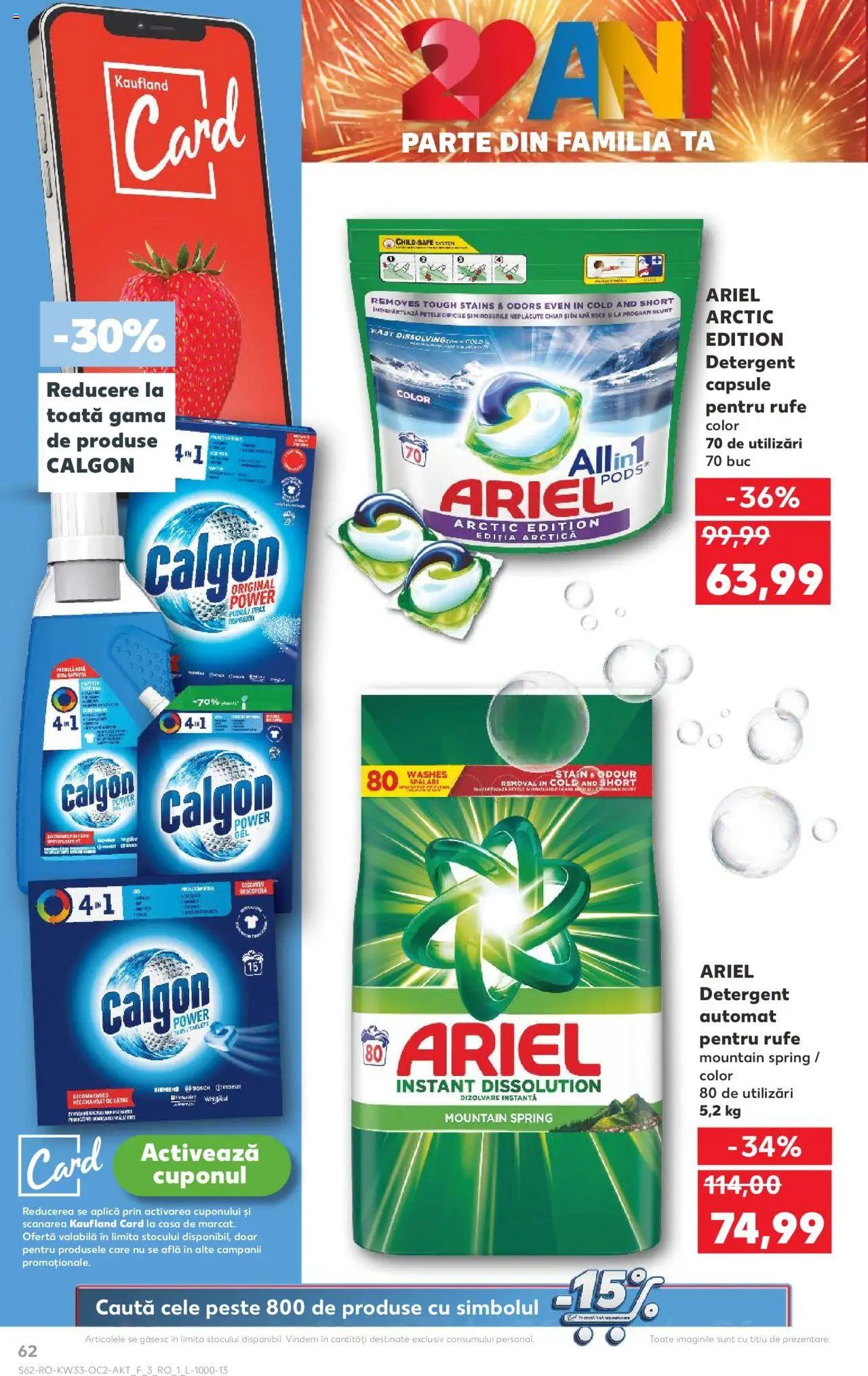 Kaufland RO akciós ujság - amely érvényes a következő dátumtól: 13.08.2025 | Oldal: 62 | Termékek: Ariel