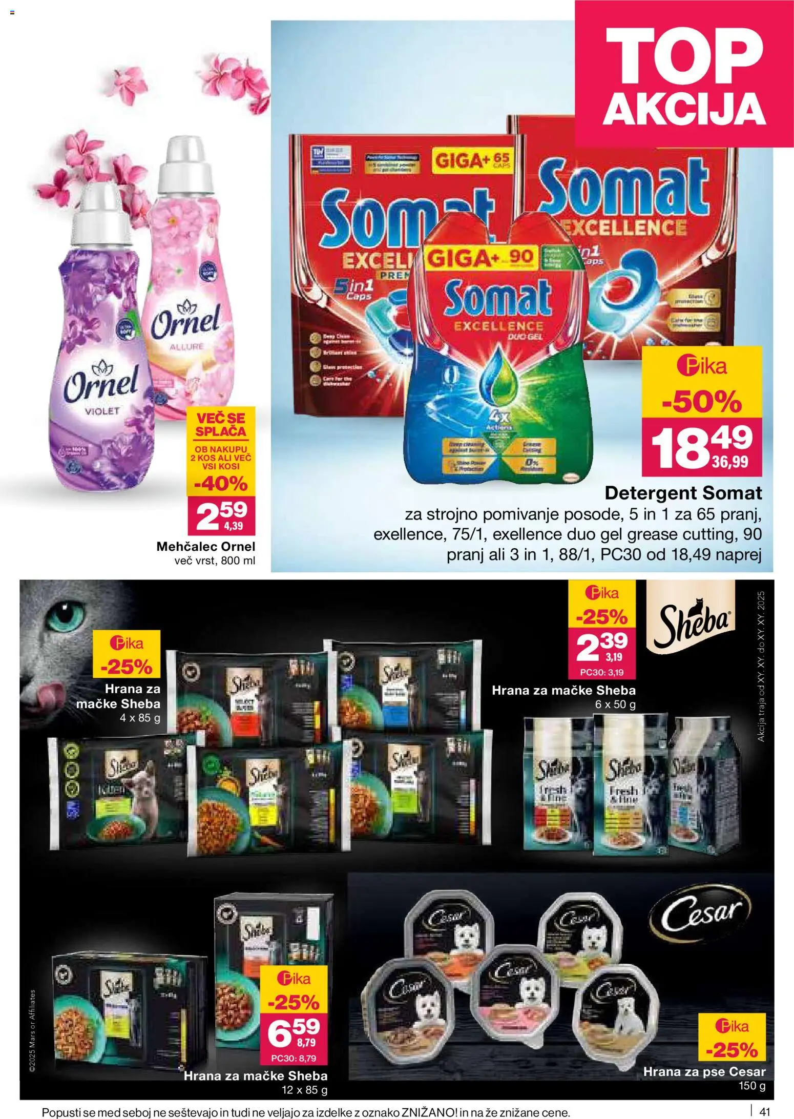 Novi Mercator katalog ponudbe – veljaven od 20.11.2025 | Stran: 41 | Izdelki: Hrana za pse, Mehčalec, Kos, Detergent