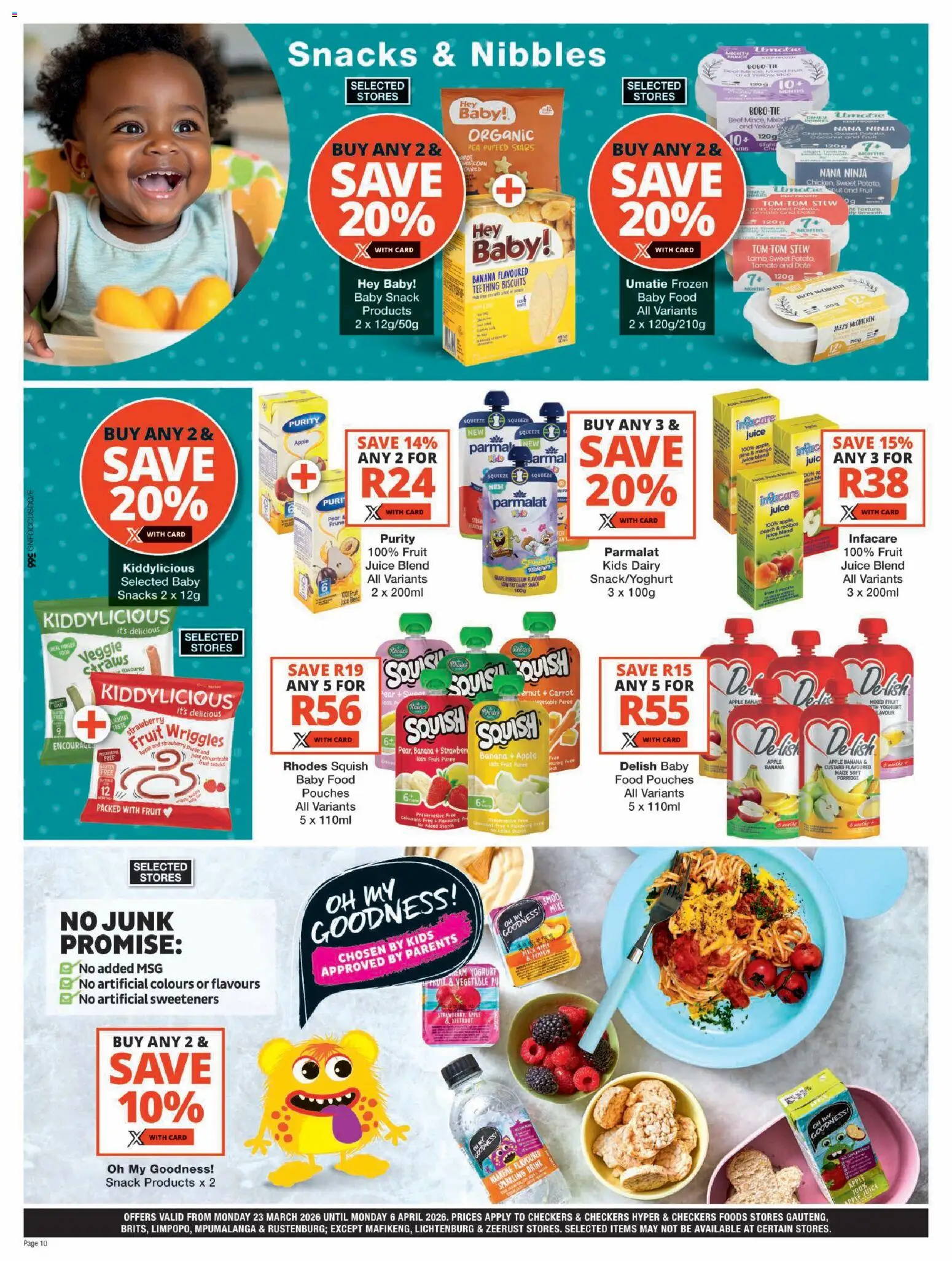 New Checkers catalogue – valid from 23.03.2026 | Page: 10 | Products: Yoghurt, Juice, Fruit, Pea