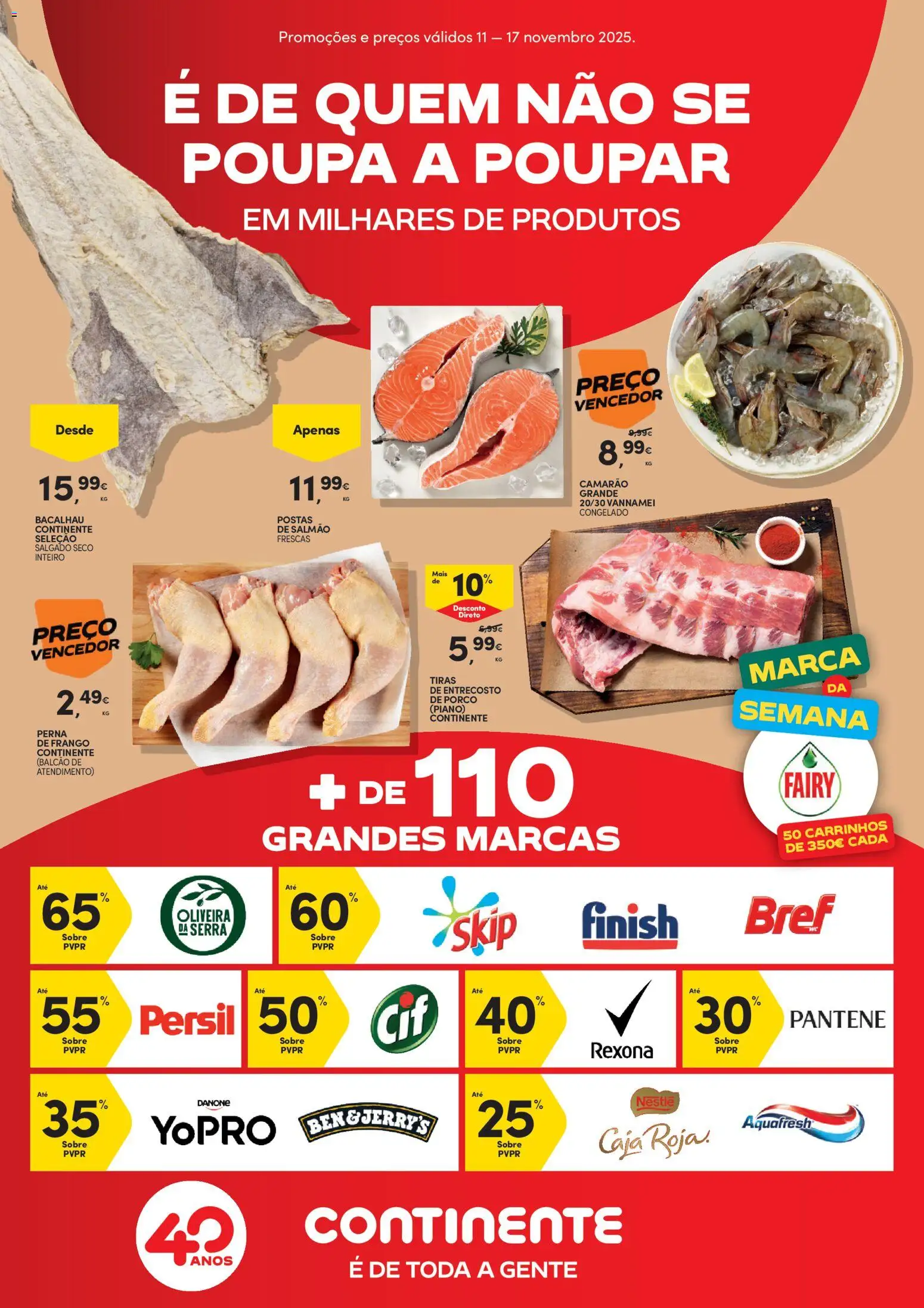Continente folheto │ válido de 11.11.2025 | Página: 1 | Produtos: Camarão, Salmão, Nestlé, Persil