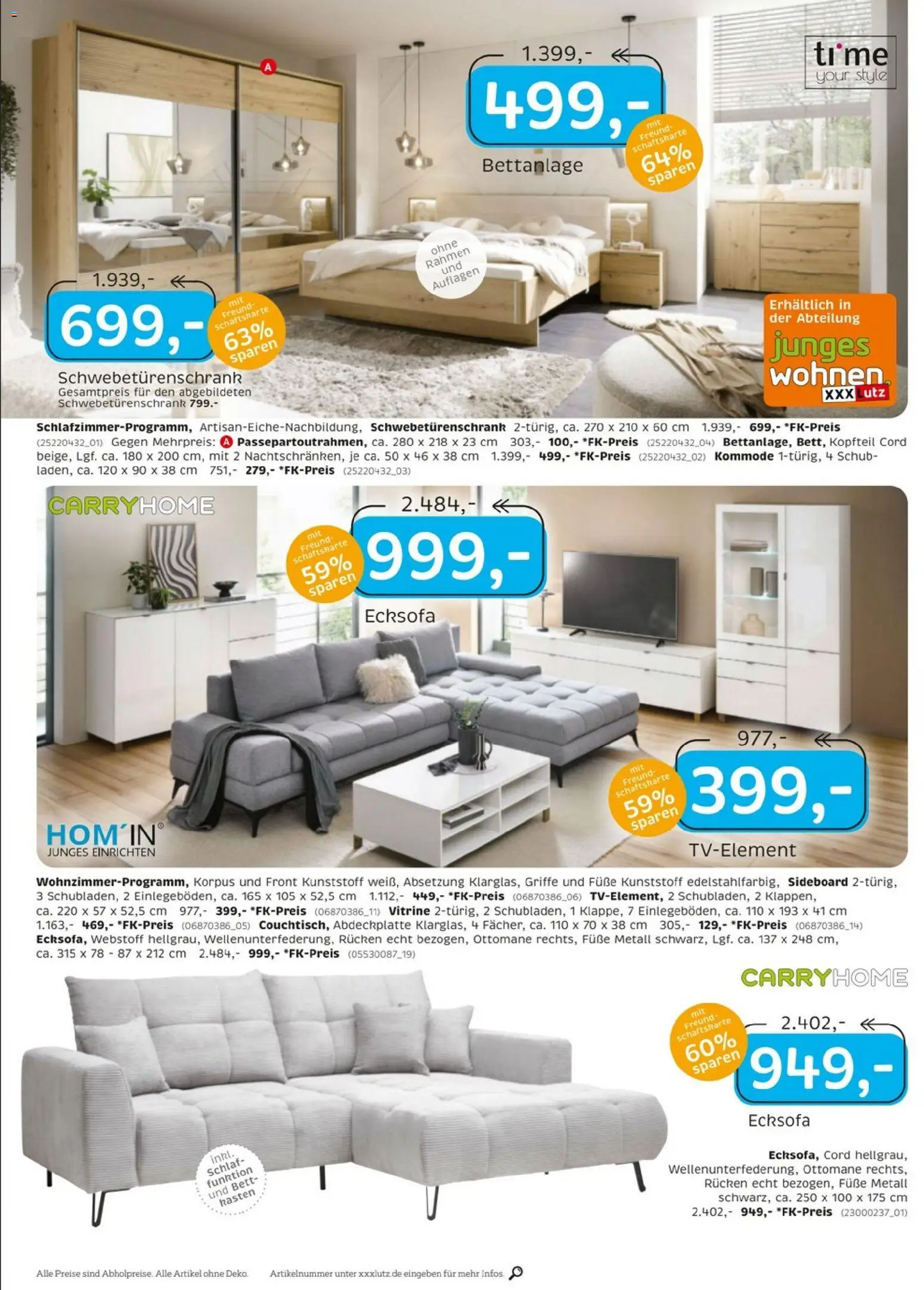 XXXLutz Nr. 1 beim Preis – gültig ab 25.04.2026 | Seite: 12 | Produkte: Sideboard, Ecksofa, Vitrine, Schwebetürenschrank