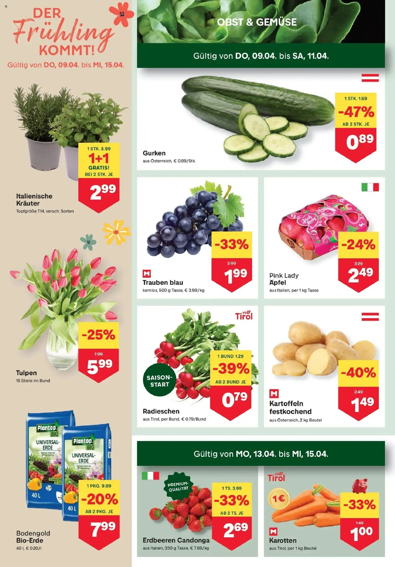 MPREIS Pfunds gültig ab 09.04.2026 | Seite: 2 | Produkte: Gurken, Kartoffeln, Gemüse, Äpfel