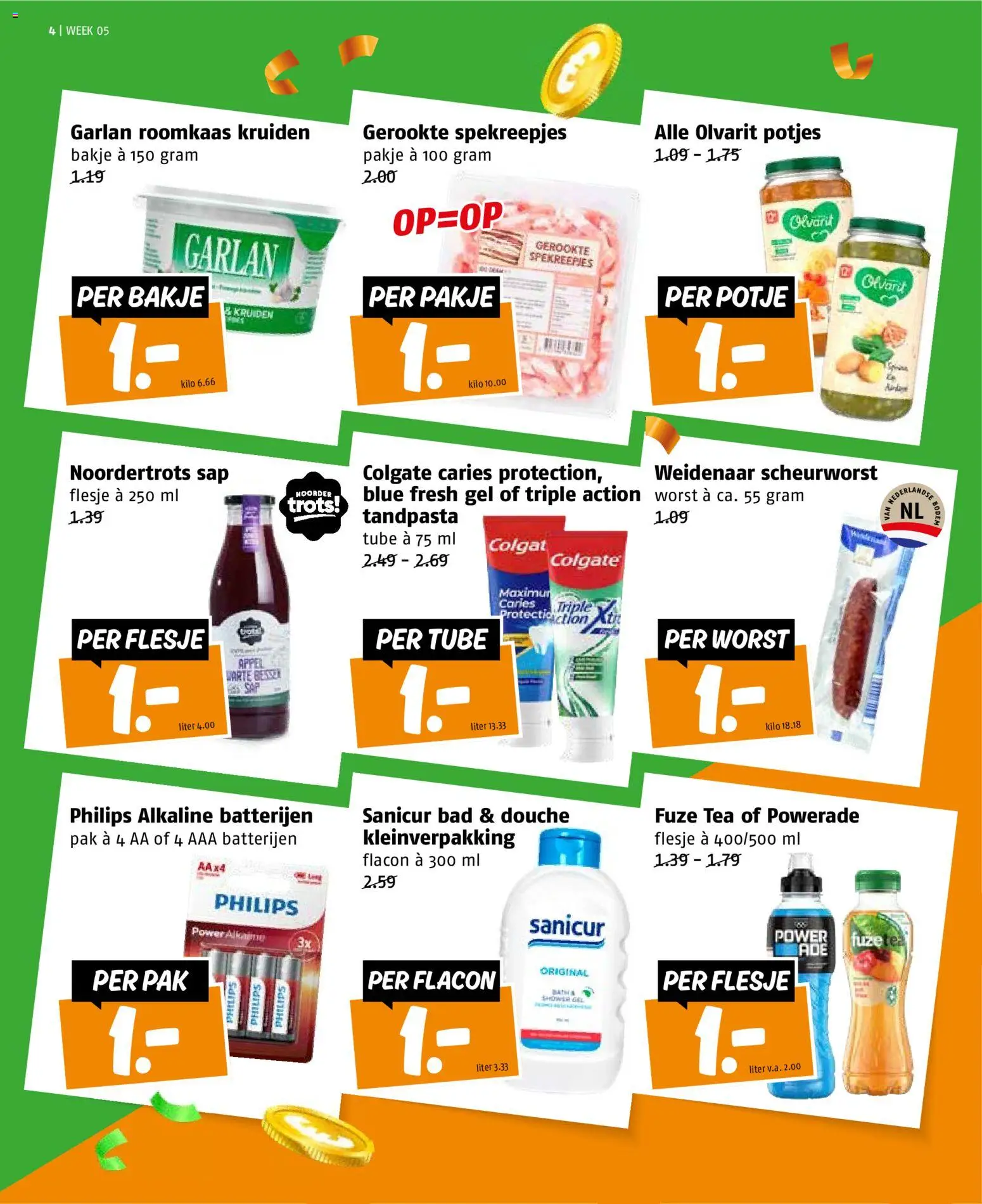 {H1} | Pagina: 4 | Producten: Tandpasta, Worst, Roomkaas, Batterijen
