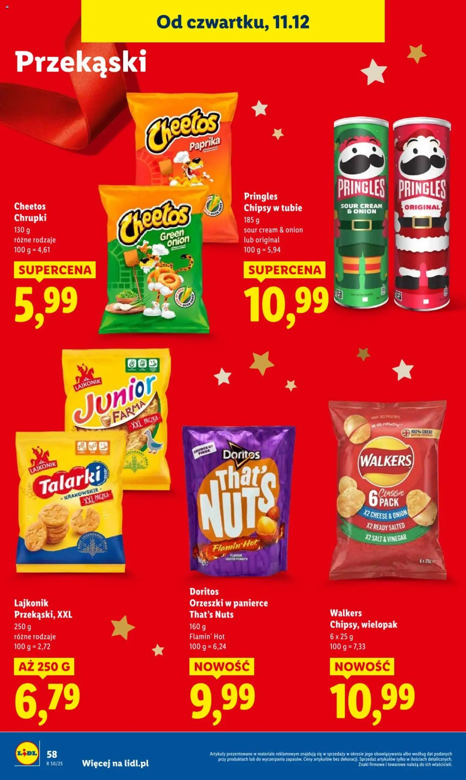 Lidl Gazetka od 11.12.2025 | Strona: 58 | Produkty: Chipsy w tubie, Chipsy, Chrupki, Pringles