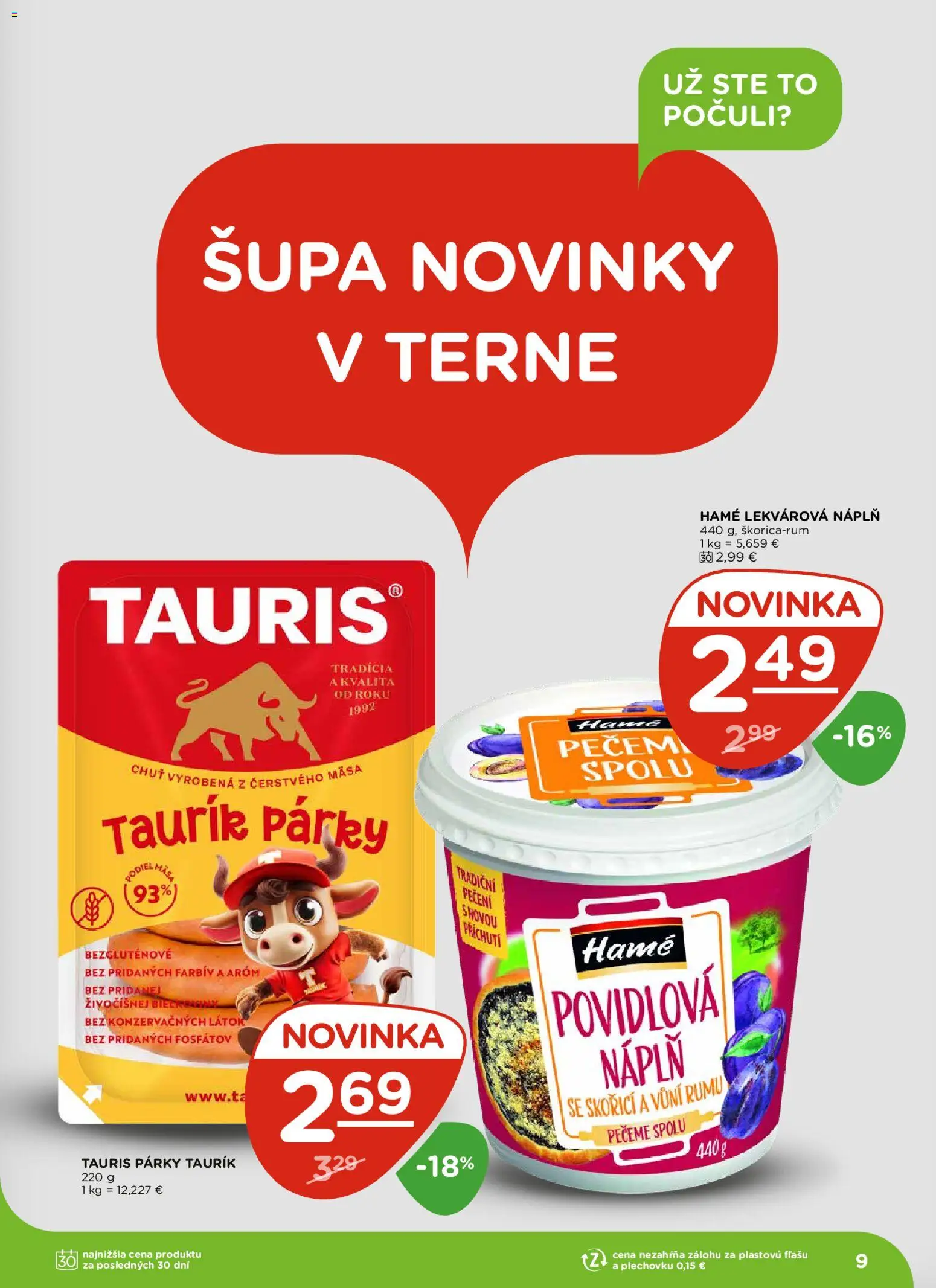 Nové Terno akcie – leták je platný od 13.11.2025 | Strana: 9 | Produkty: Párky