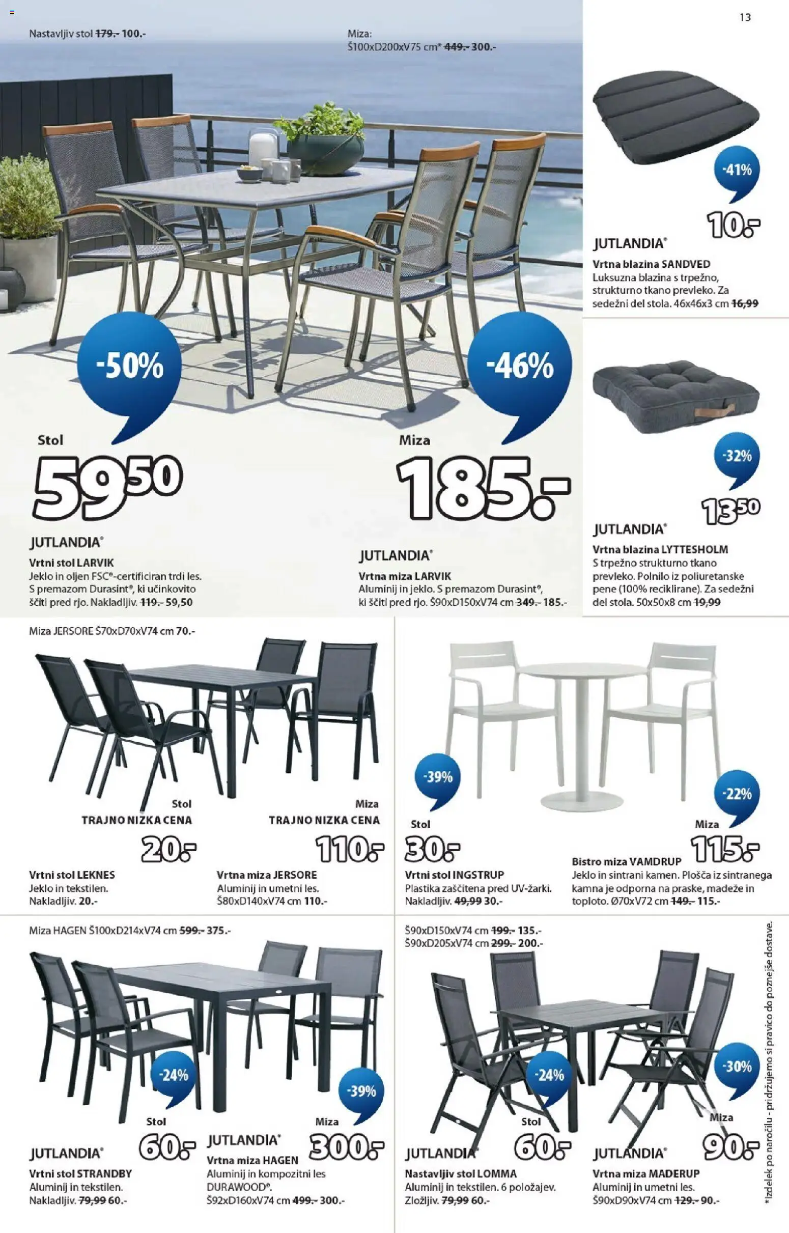 Novi JYSK katalog ponudbe – veljaven od 18.03.2026 | Stran: 13 | Izdelki: Vrtna blazina, Blazina, Miza, Stol