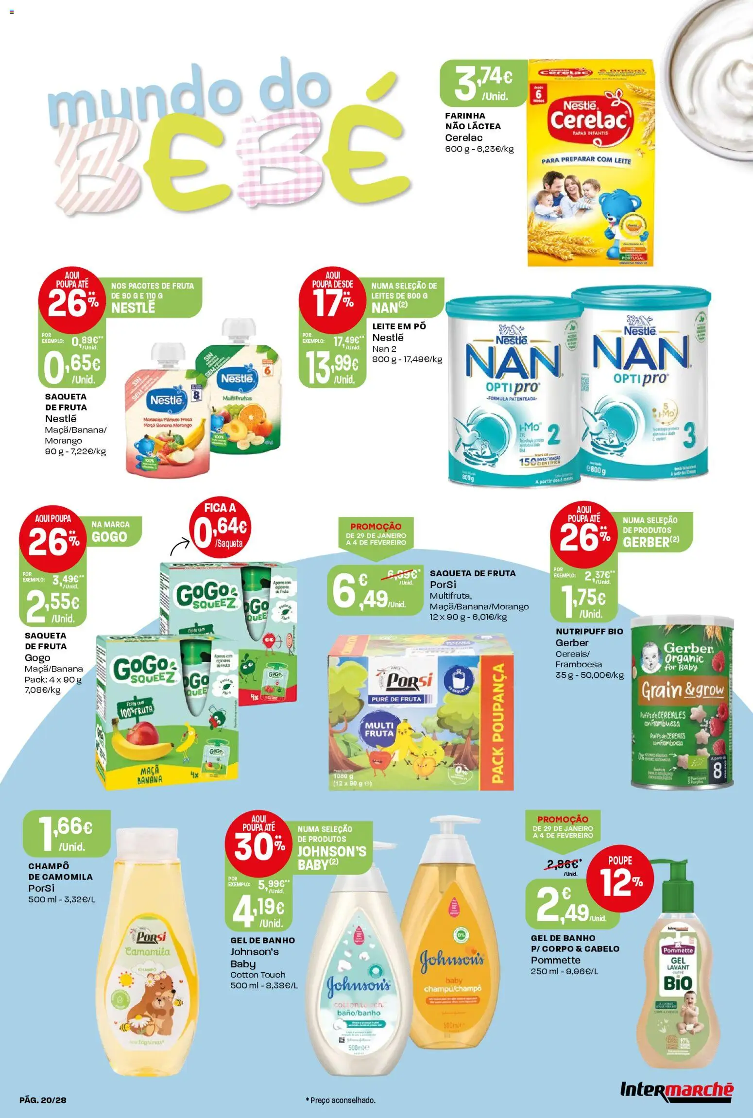 Intermarché Folheto Contact │ válido de 29.01.2026 | Página: 20 | Produtos: Pó, Leite em pó, Banho, Maça