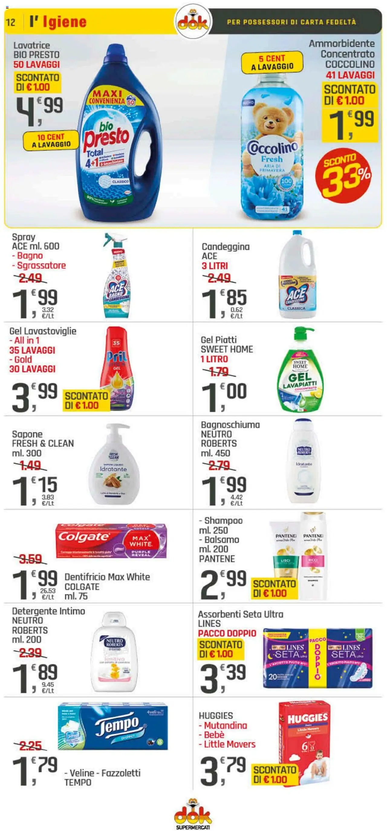 Volantino DOK del 25.09.2025 | Pagina: 12 | Prodotti: Balsamo, Ammorbidente, Detergente intimo, Candeggina
