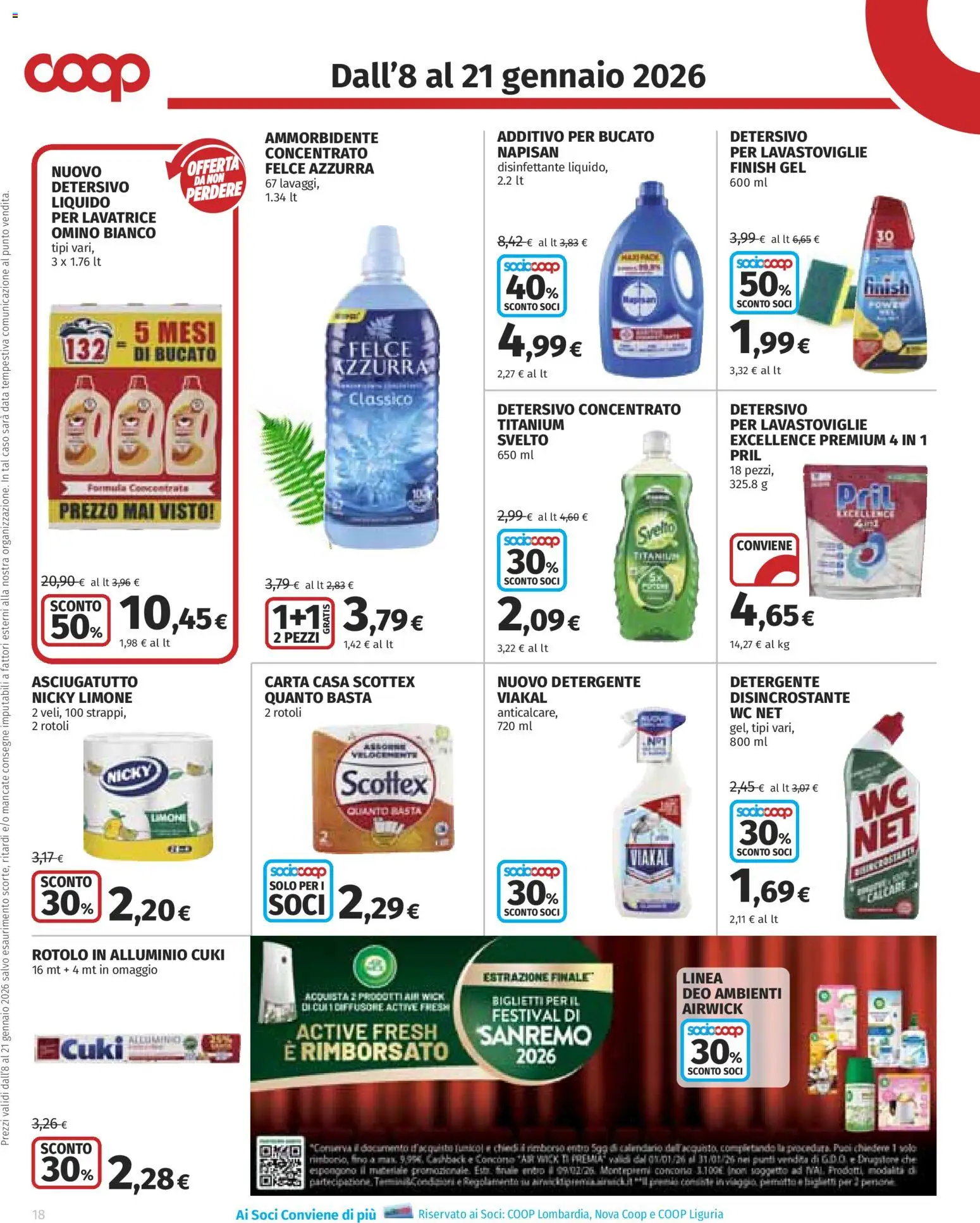 Volantino COOP del 08.01.2026 | Pagina: 18 | Prodotti: Detergente, Limone, Lavatrice, Data