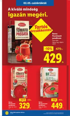 Baresa Passzírozott paradicsom Extra édes, Passzírozott paradicsom extra édes, 500 g - amely érvényes a következő dátumtól: 05.02.2026 | Oldal: 10