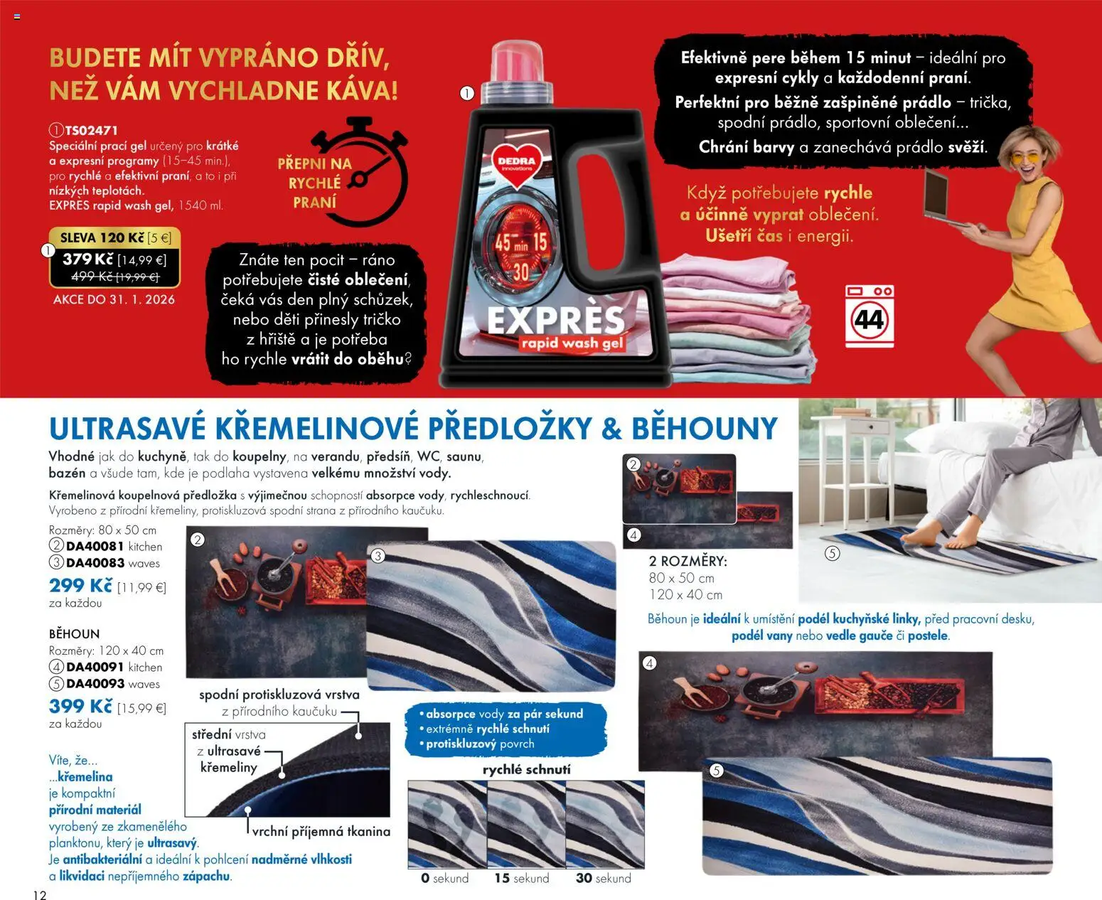 Nové Dedra akcie – leták je platný od 01.01.2026 | Strana: 12 | Produkty: Káva, Bazén, Podlaha, Tričko