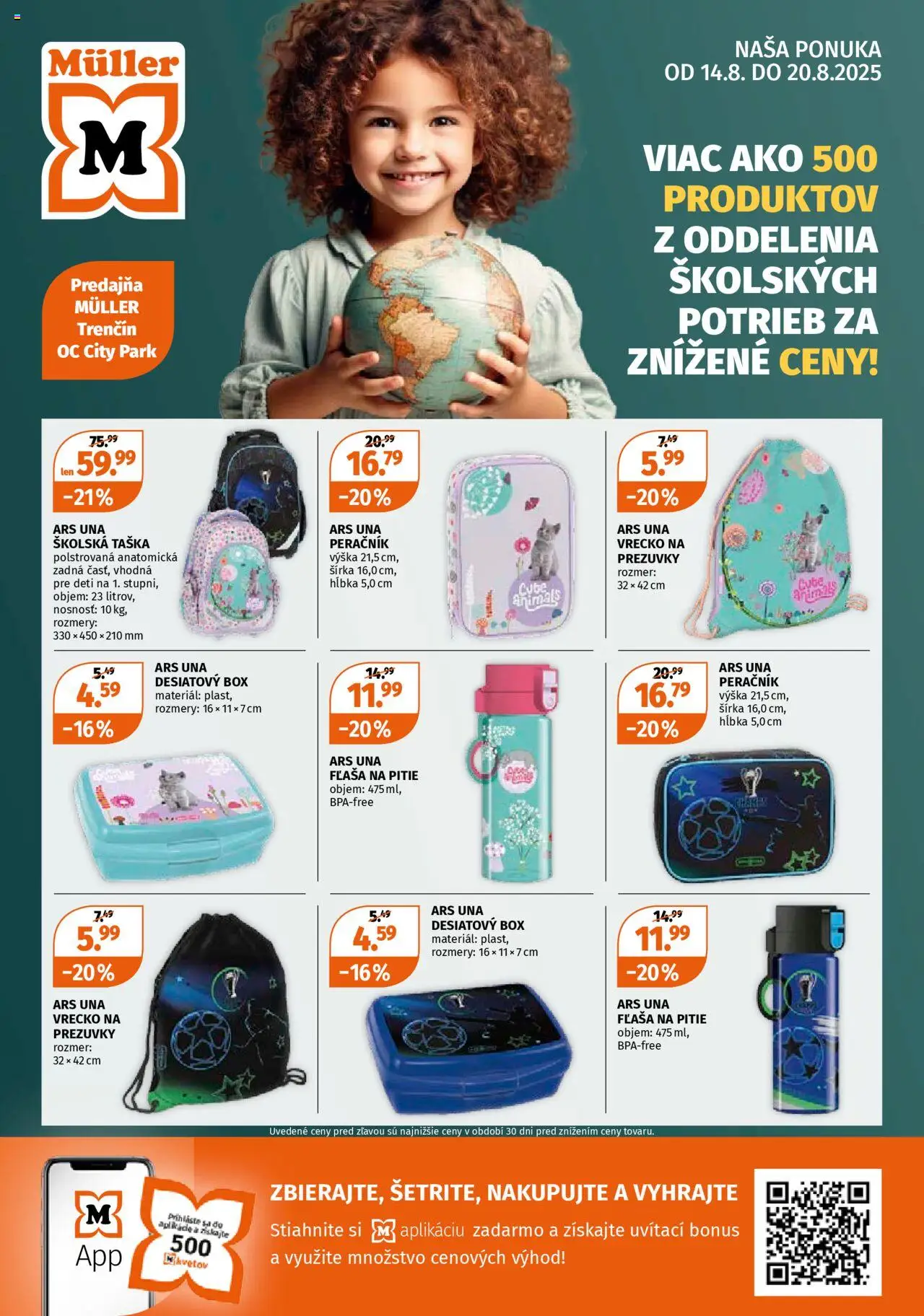 Müller leták │ platný od 14.08.2025 | Strana: 1 | Produkty: Peračník, Taška