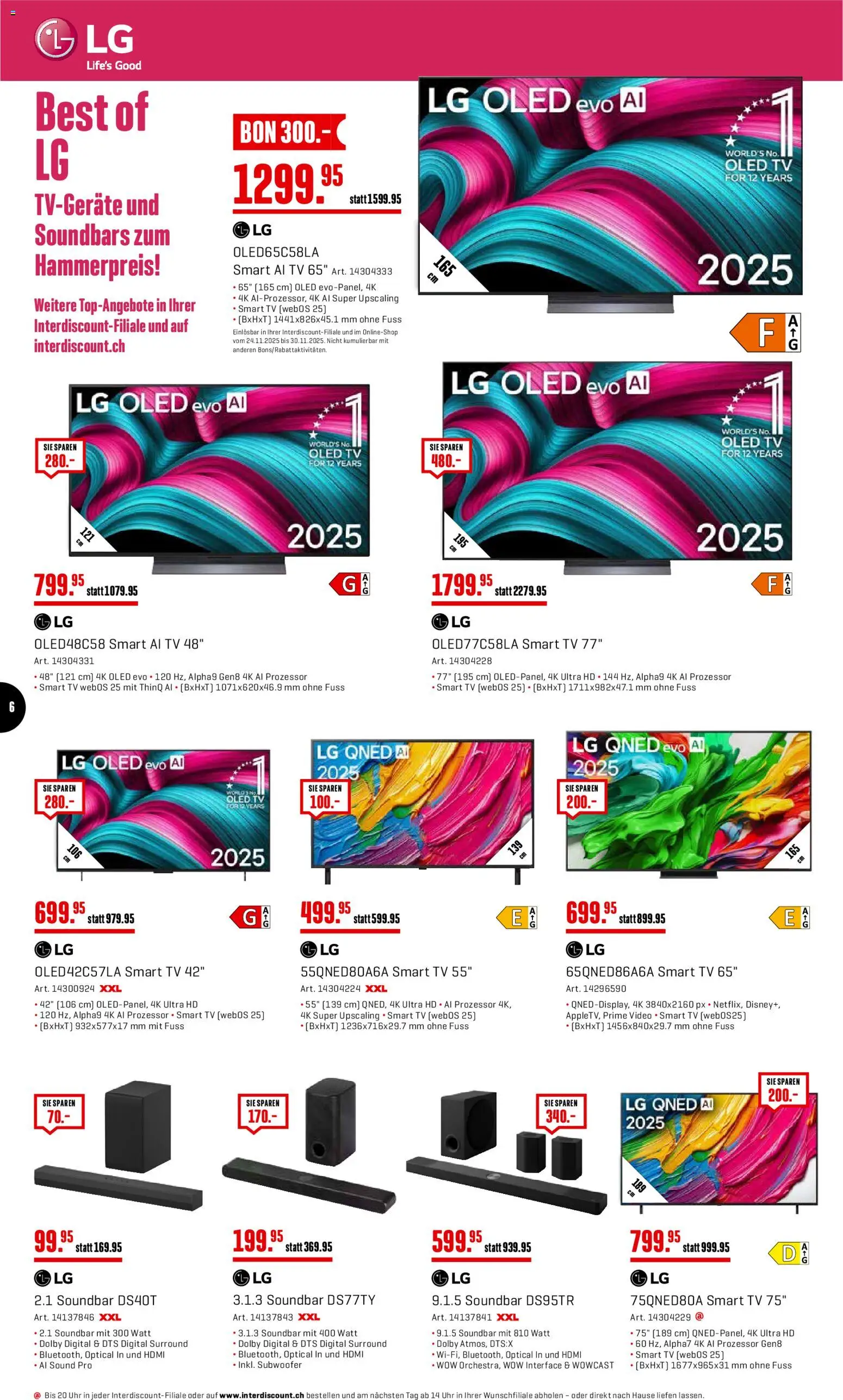 Interdiscount Aktionen – gültig ab 24.11.2025 | Seite: 6 | Produkte: Soundbar, TV, LG