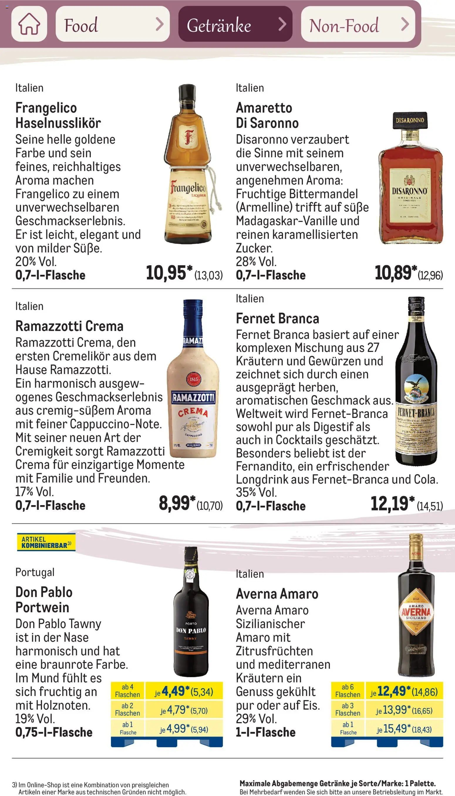 Metro Saisonkatalog Frühlingsgenuss – gültig ab 01.03.2026 | Seite: 75 | Produkte: Ramazzotti crema, Ramazzotti, Fernet branca
