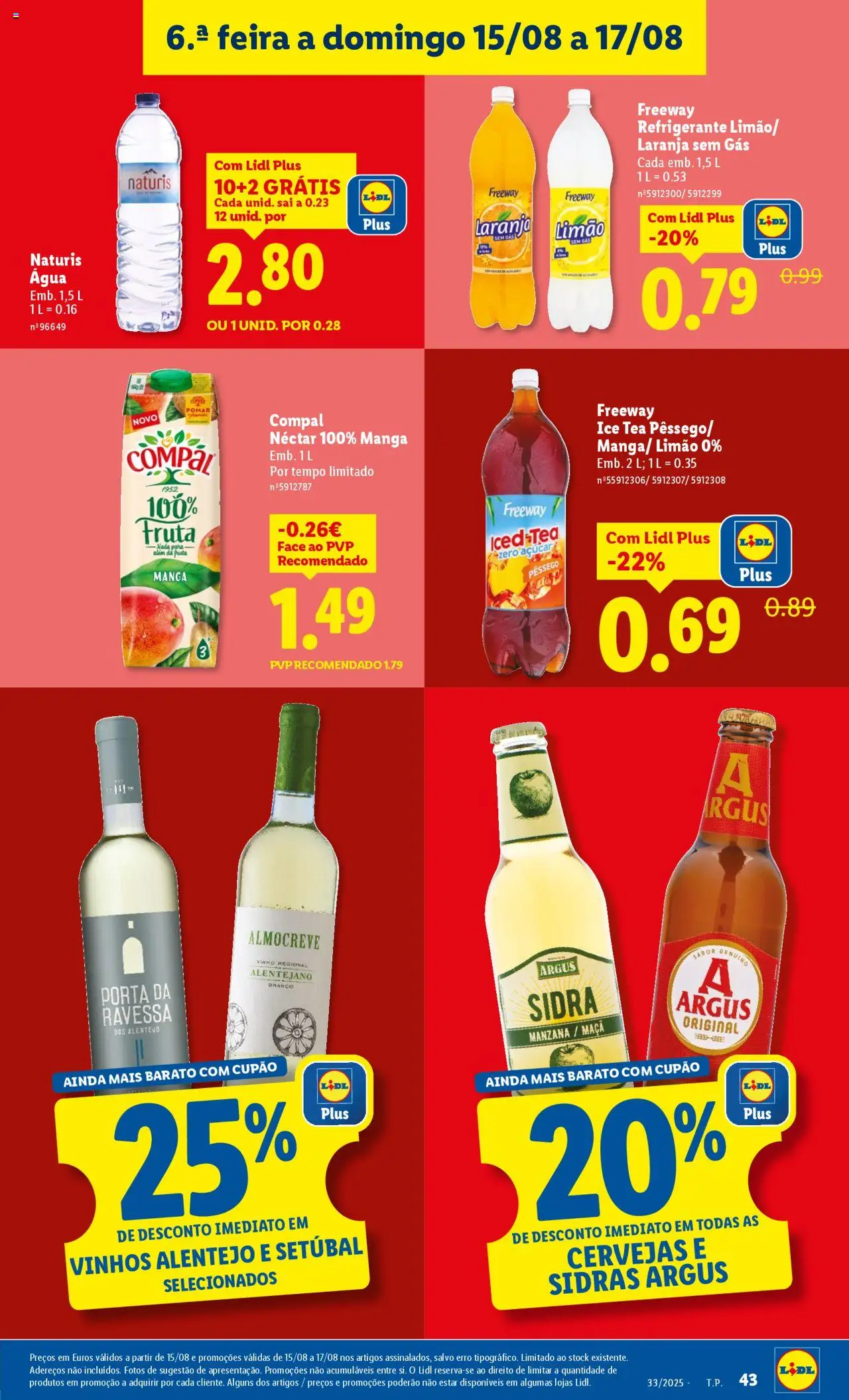 Lidl folheto │ válido de 11.08.2025 | Página: 43 | Produtos: Refrigerante, Porta, Vinho, Soda