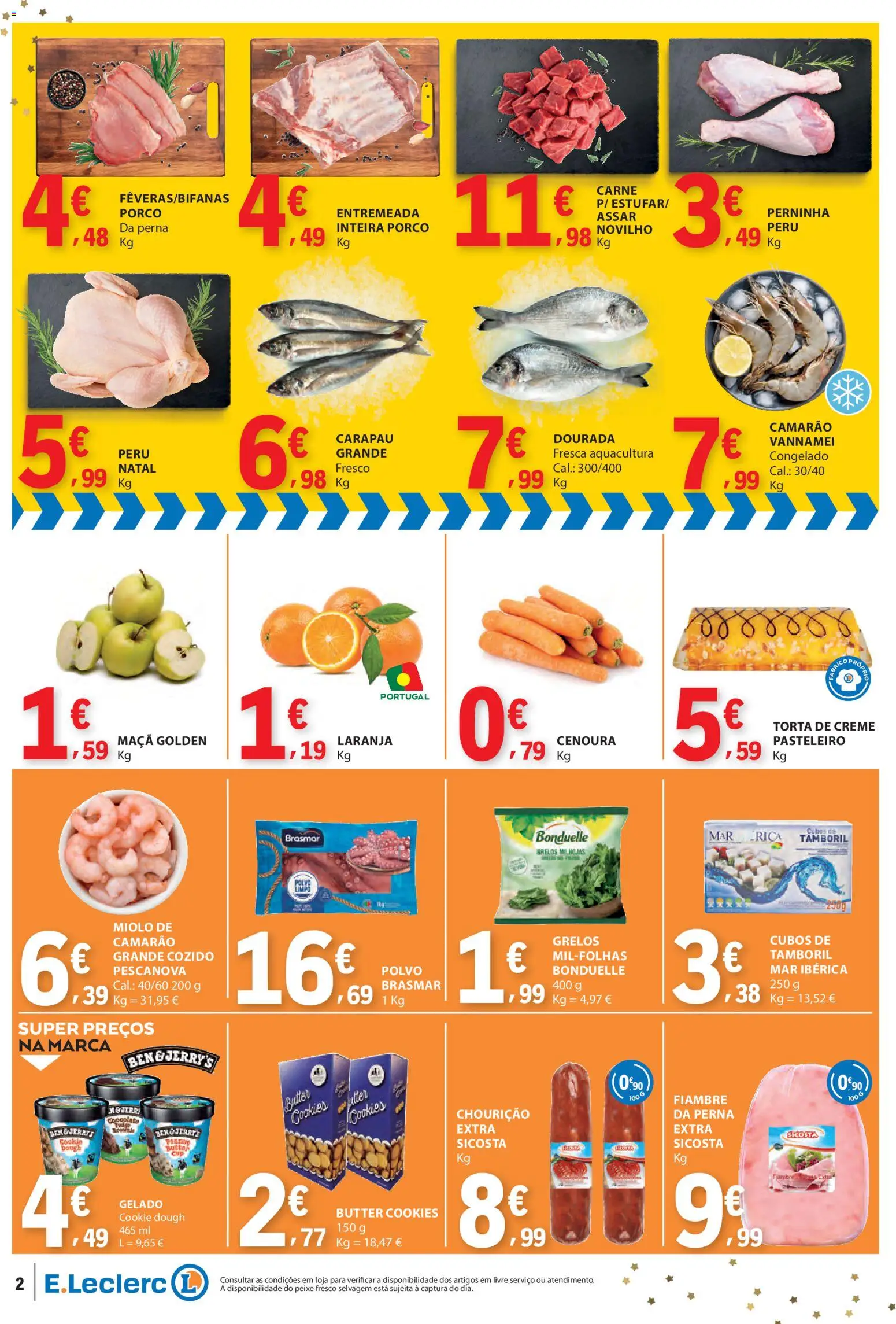 E.Leclerc Catálogo Fim de Semana │ válido de 12.12.2025 | Página: 2 | Produtos: Polvo, Tamboril, Peixe, Torta