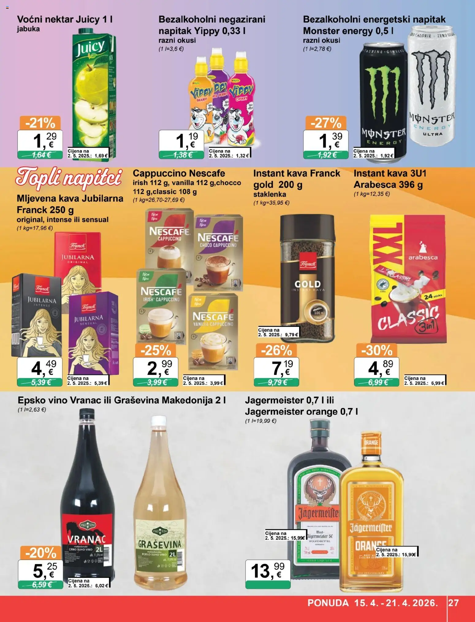 KTC katalog | vrijedi od 15.04.2026 | Stranica: 27 | Proizvodi: Monster Energy, Nescafe, Nescafe Gold, Cappuccino