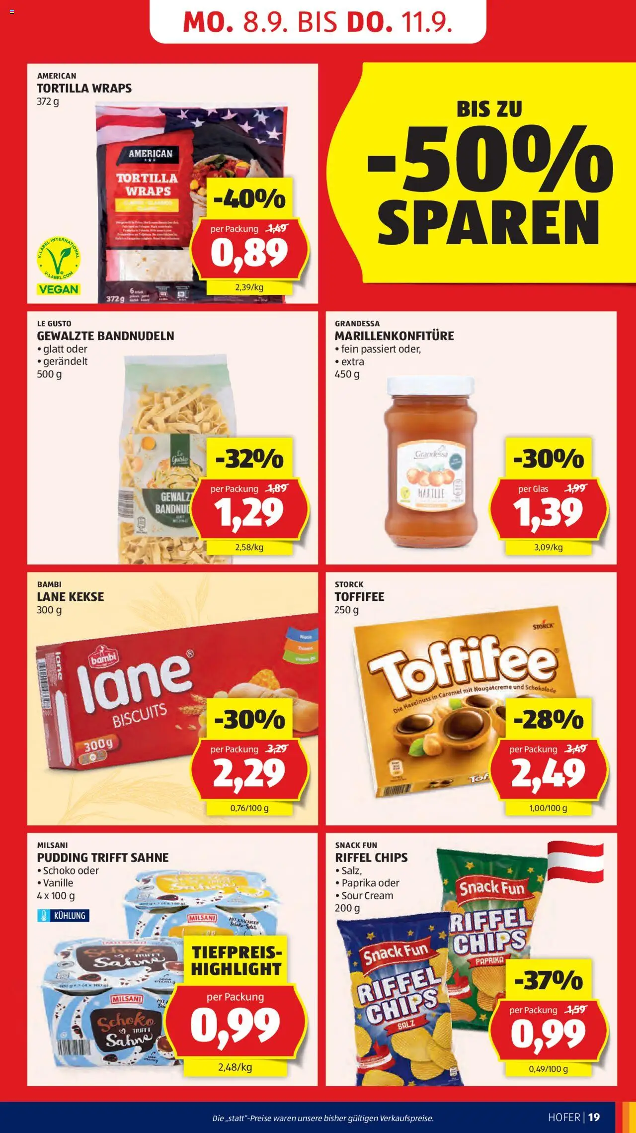 Hofer Reisen Flugblatt gültig ab 05.09.2025 | Seite: 21 | Produkte: Chips, Sahne, Kekse, Salz
