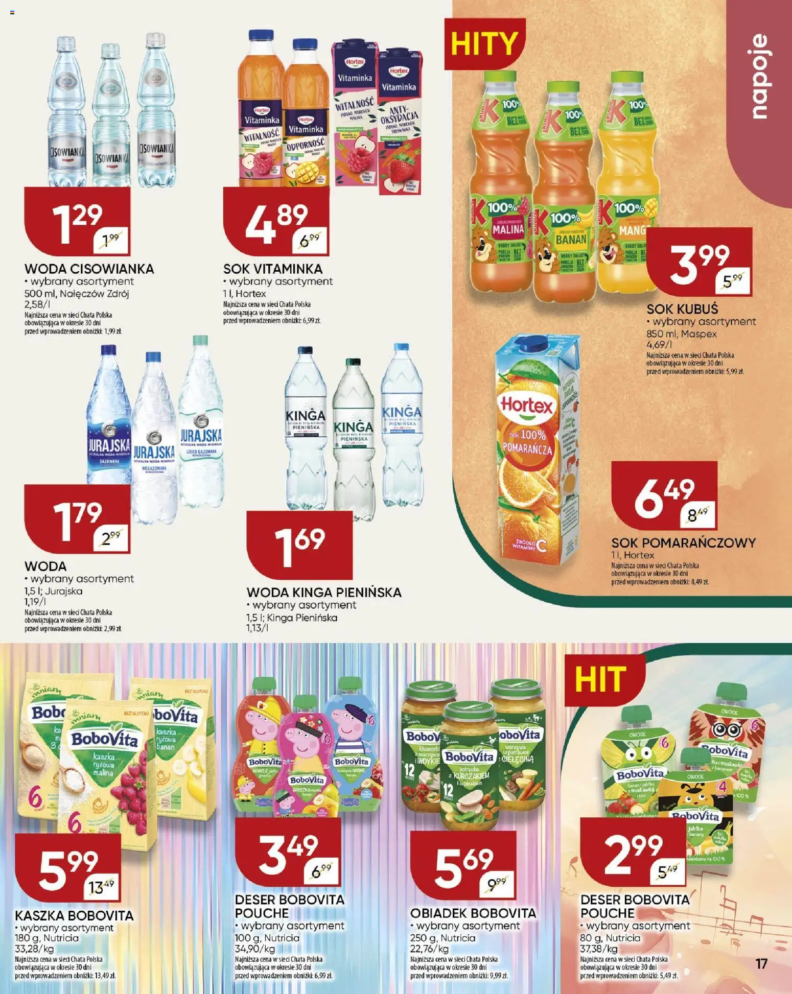 Chata Polska Gazetka od 23.10.2025 | Strona: 17 | Produkty: Malina, Napoje, Sok, Owoce