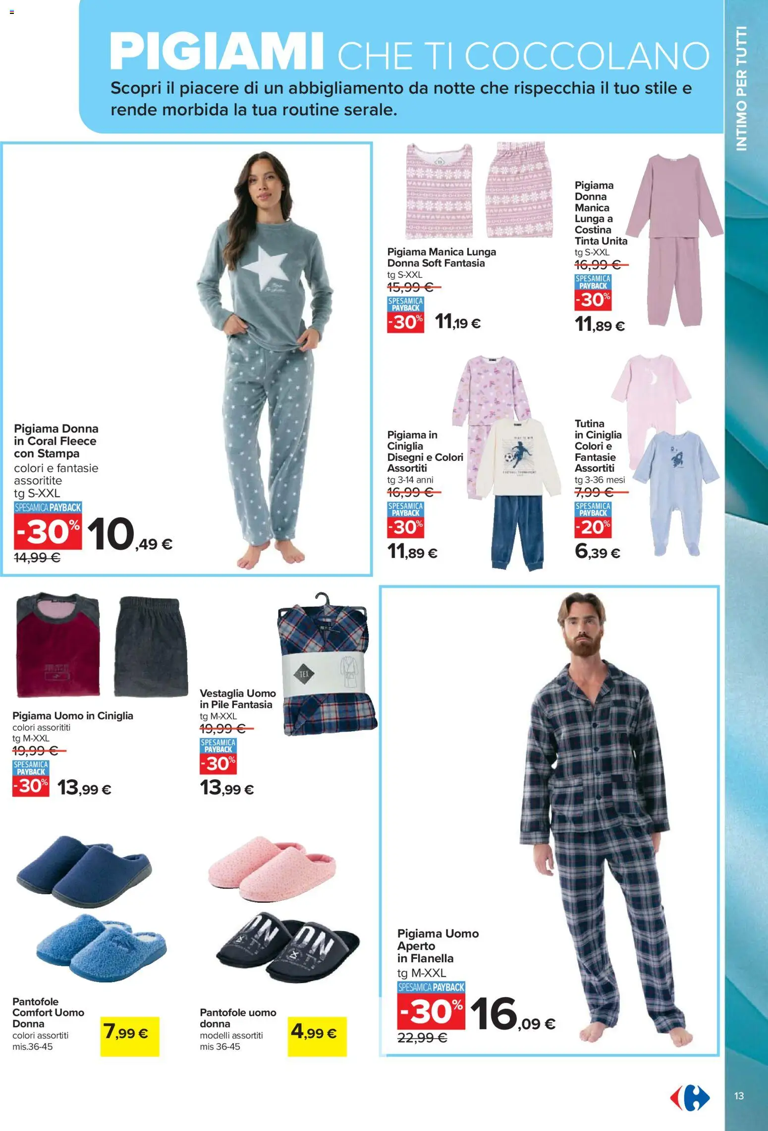 Volantino Carrefour del 27.12.2025 | Pagina: 13 | Prodotti: Intimo, Pantofole, Tutina, Stampa
