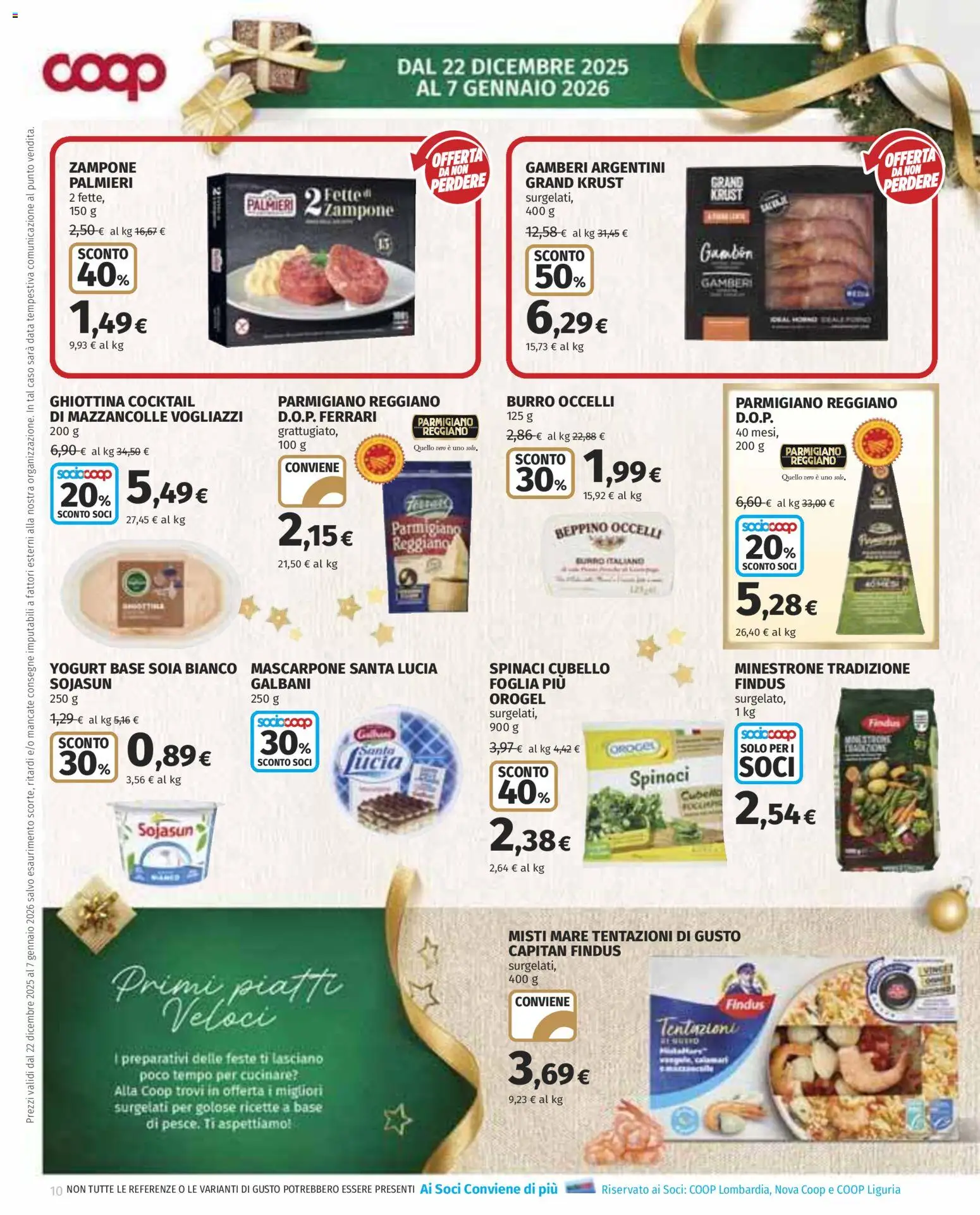 Volantino COOP del 22.12.2025 | Pagina: 10 | Prodotti: Yogurt, Gamberi, Data, Parmigiano reggiano