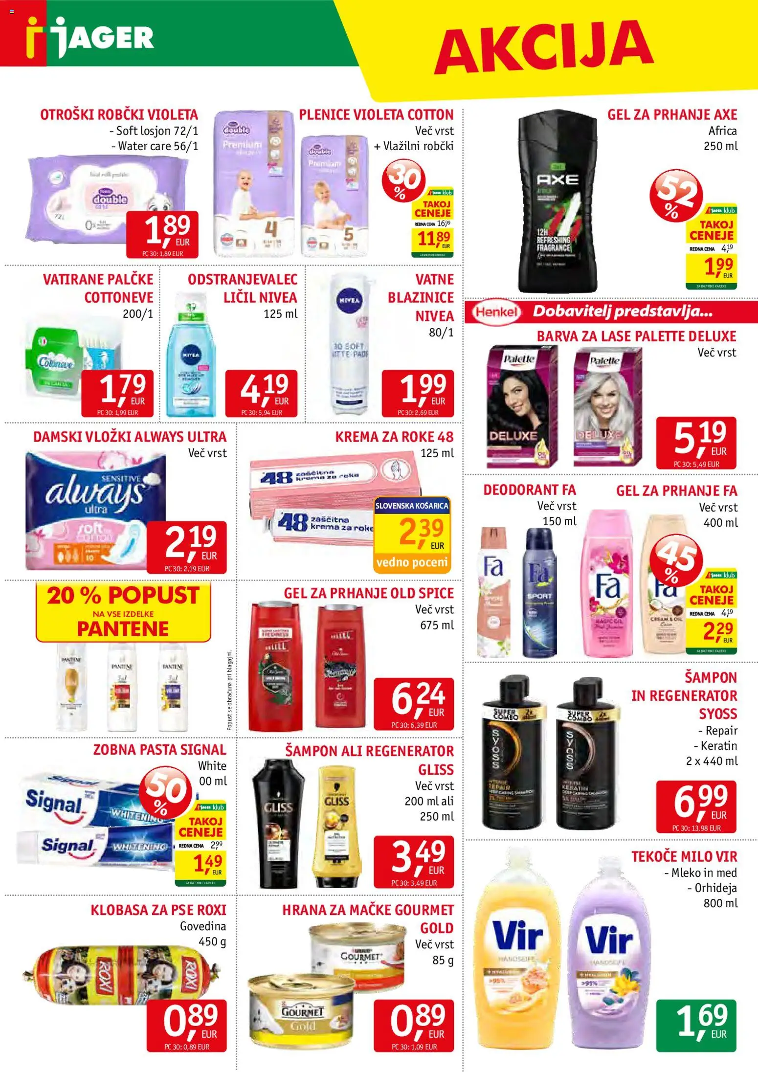 Novi Jager katalog ponudbe – veljaven od 11.02.2026 | Stran: 14 | Izdelki: Gel za prhanje, Robčki, Krema, Barva