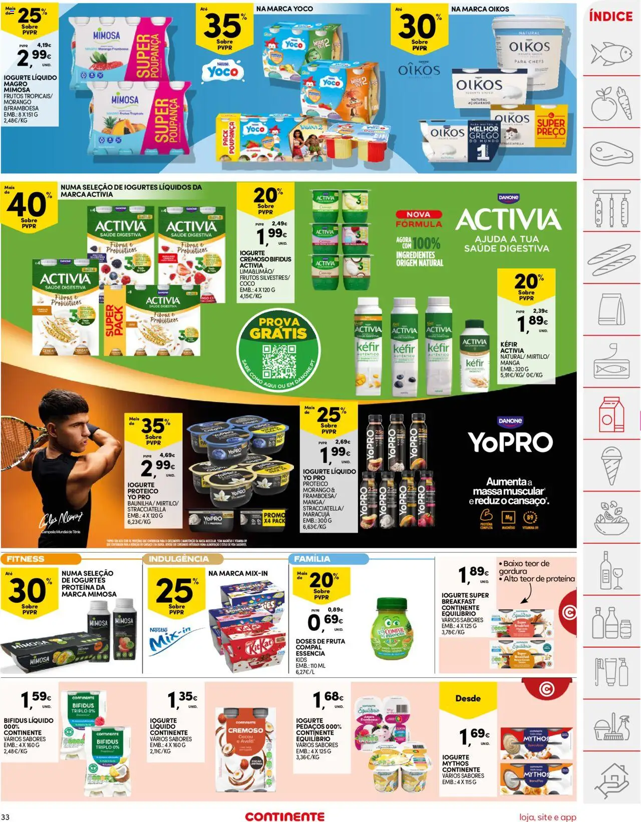 Continente folheto │ válido de 21.10.2025 | Página: 33 | Produtos: Iogurtes, Nestlé, Massa, Iogurte liquido