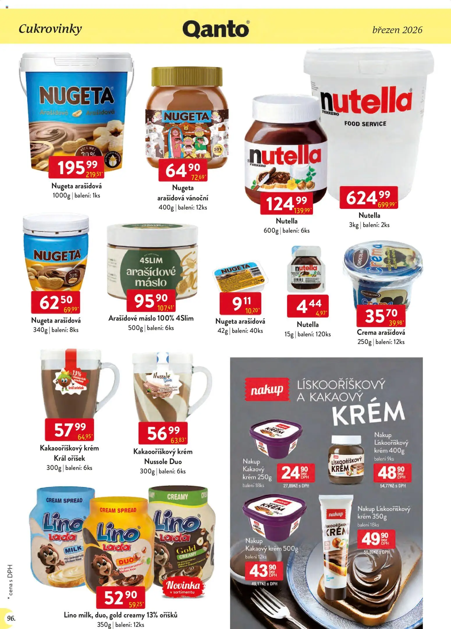 Astur & Qanto leták - Velkoobchod 03/2026 od 01.03.2026 | Strana: 96 | Produkty: Arašídové máslo, Máslo, Krém, Nutella