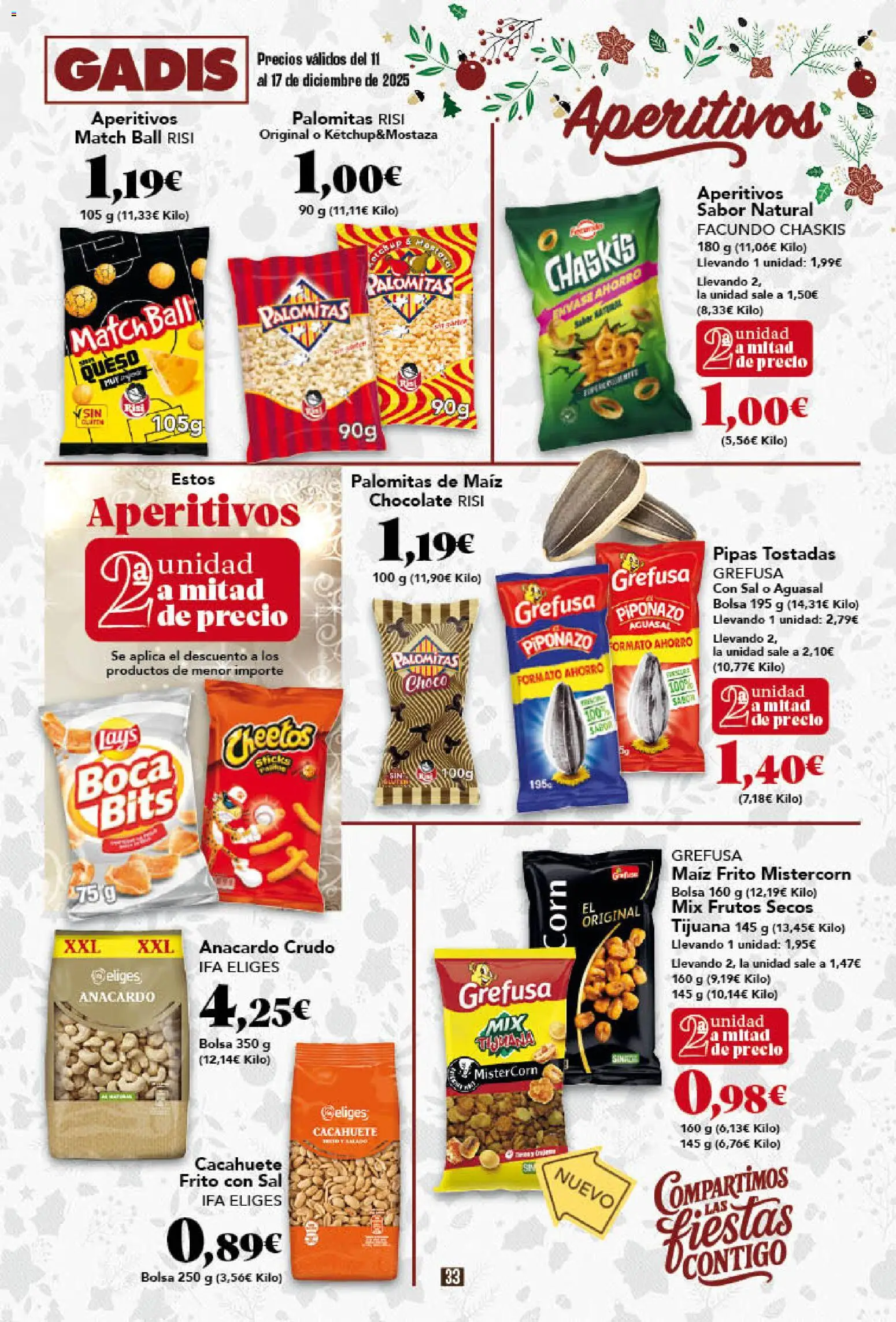 Gadis - folleto │ válido desde el 11.12.2025 | Página: 33 | Productos: Queso, Chocolate, Frutos secos, Bolsa