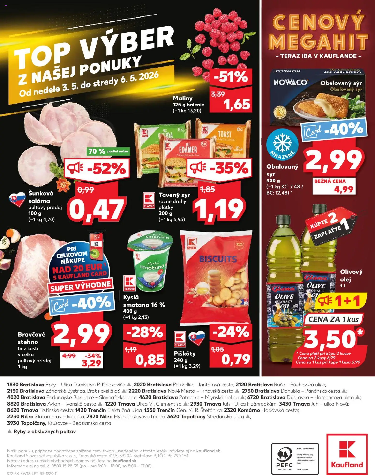 Nové Kaufland akcie – leták je platný od 30.04.2026 | Strana: 72 | Produkty: Syr, Olej, Ryby, Bravčové stehno