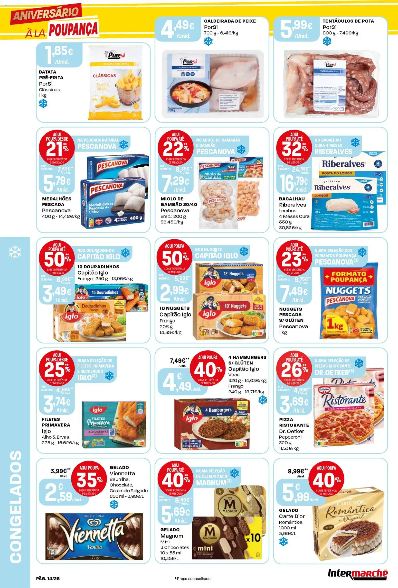 Intermarché Folheto Contact │ válido de 30.10.2025 | Página: 14 | Produtos: Bacalhau, Pescada do cabo, Lombo, Pizza