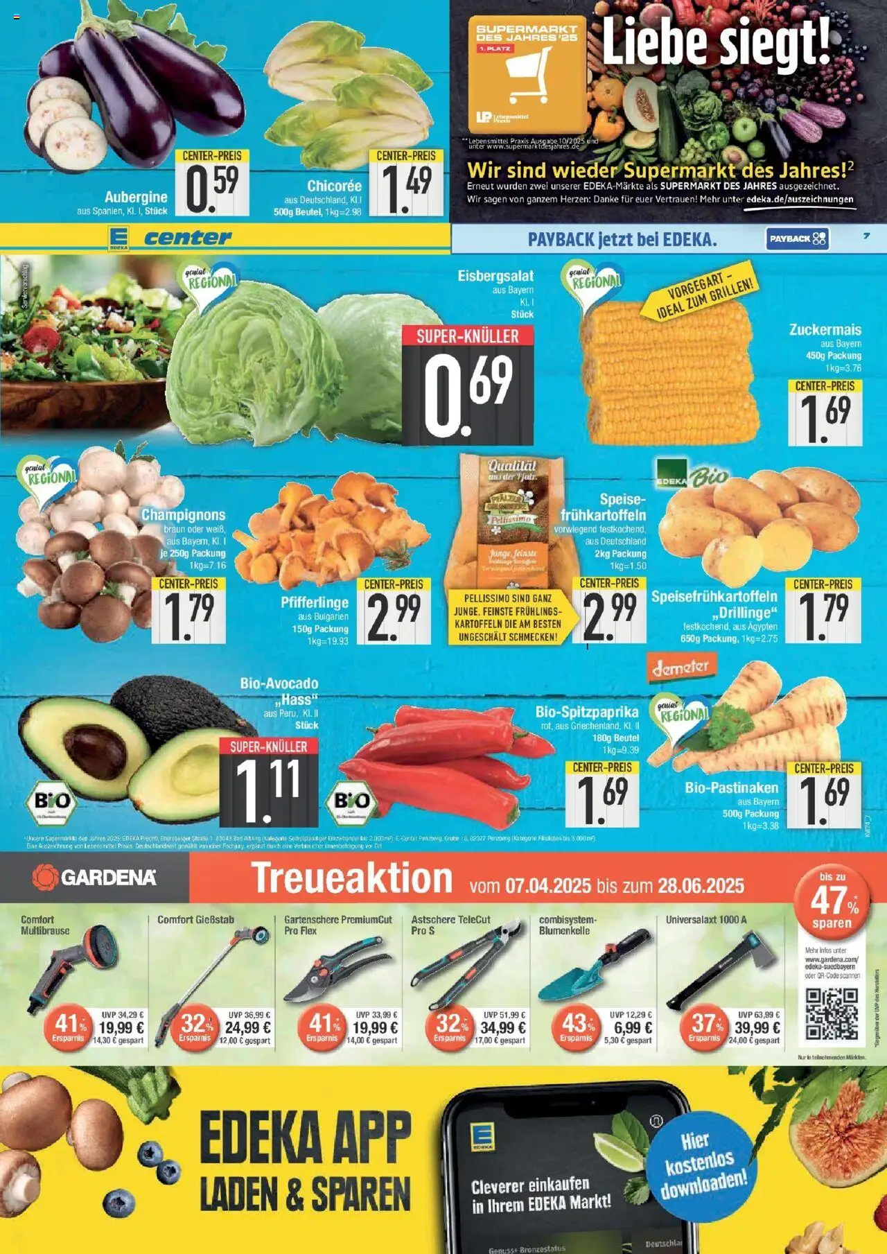 Edeka prospekt Hunderdorf	 - gültig ab dem 08.06.2025 | Seite: 7 | Produkte: Eisbergsalat, Avocado, Kartoffeln, Pfifferlinge
