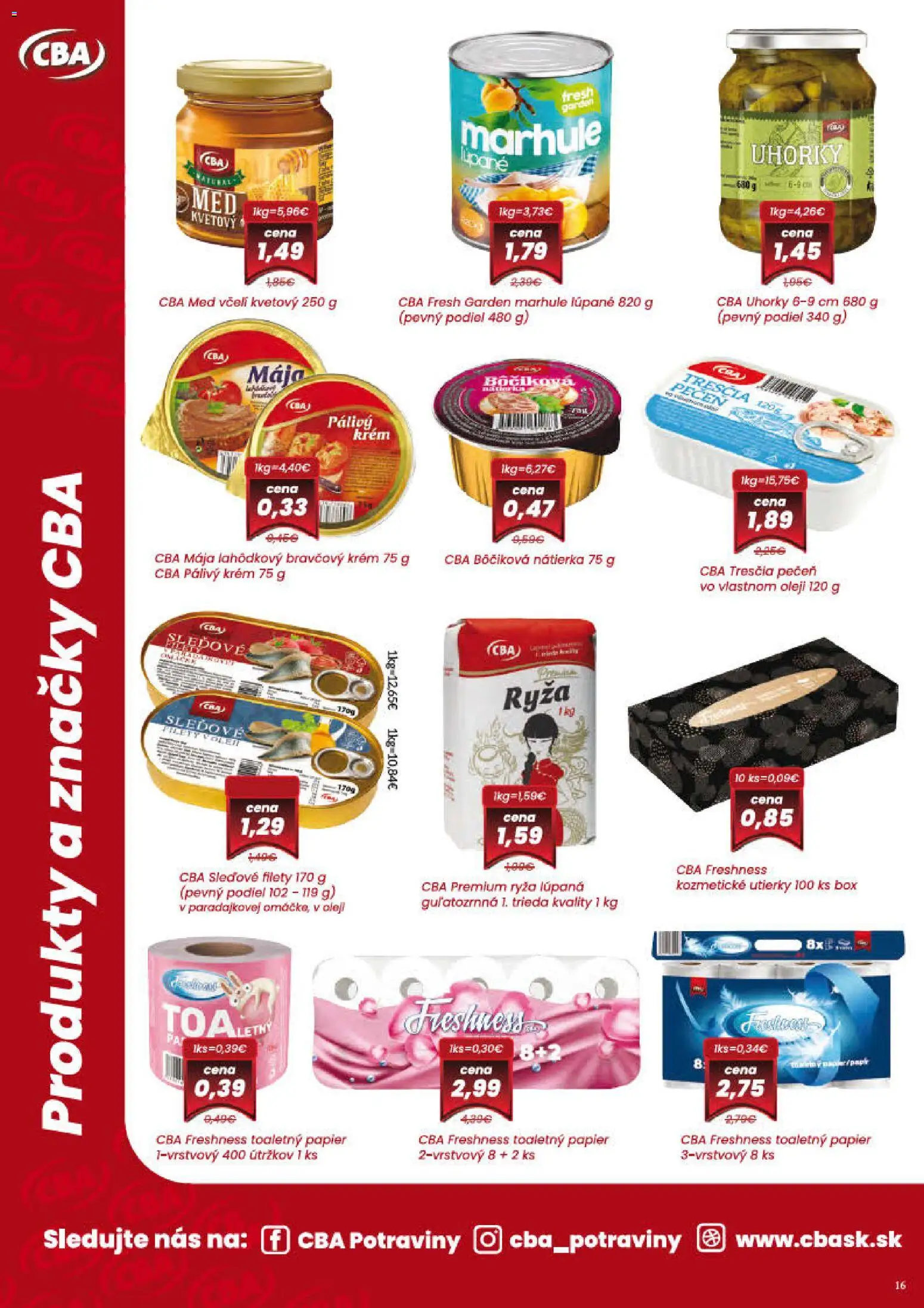 Nové Nitrazdroj akcie – leták je platný od 15.12.2025 | Strana: 16 | Produkty: Ryža, Toaletný papier, Krém, Uhorky