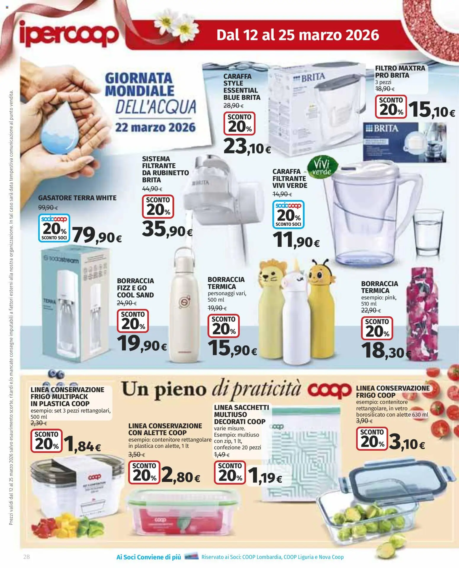 Volantino Ipercoop del 12.03.2026 | Pagina: 28 | Prodotti: Caraffa, Gasatore, Data, Borraccia