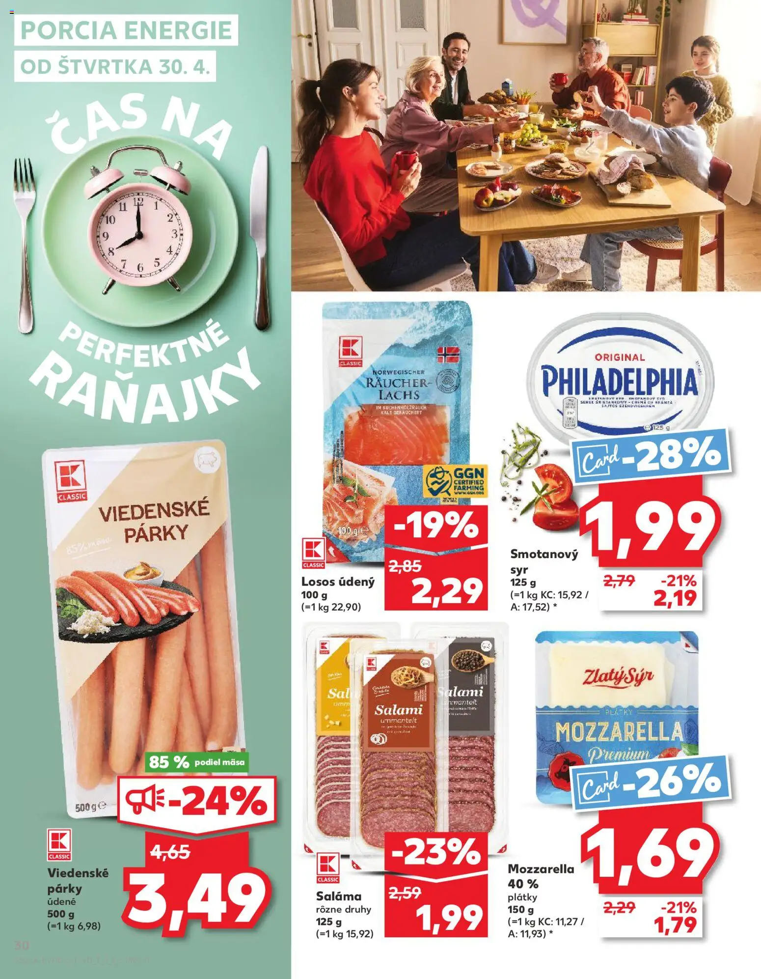 Kaufland SK akciós ujság - amely érvényes a következő dátumtól: 30.04.2026 | Oldal: 30 | Termékek: Mozzarella