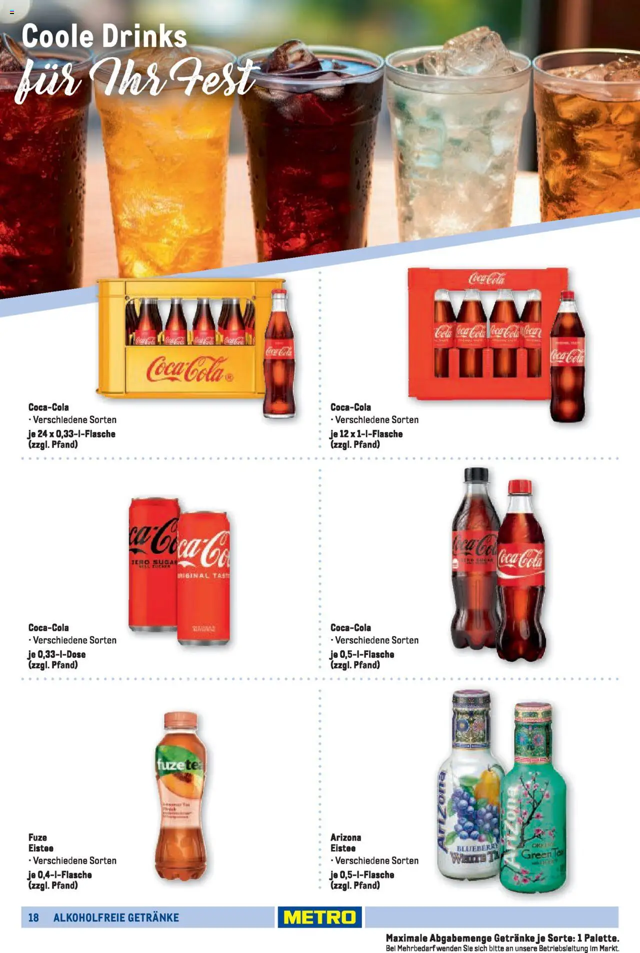 Metro Sortimentskatalog Vereine & Feste – gültig ab 01.06.2024 | Seite: 18 | Produkte: Coca cola