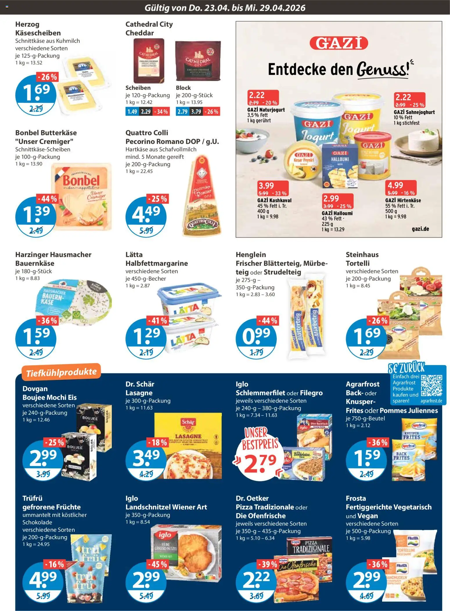 V-Markt München – gültig ab 23.04.2026 | Seite: 7 | Produkte: Iglo, Frosta, Pizza, Mochi