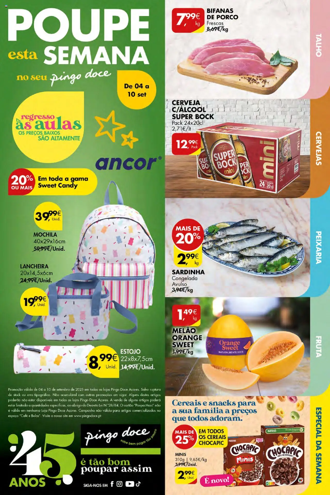 Pingo Doce Poupe Esta Semana Açores │ válido de 04.09.2025 | Página: 1 | Produtos: Mochila, Super bock, Chocolate, Cerveja