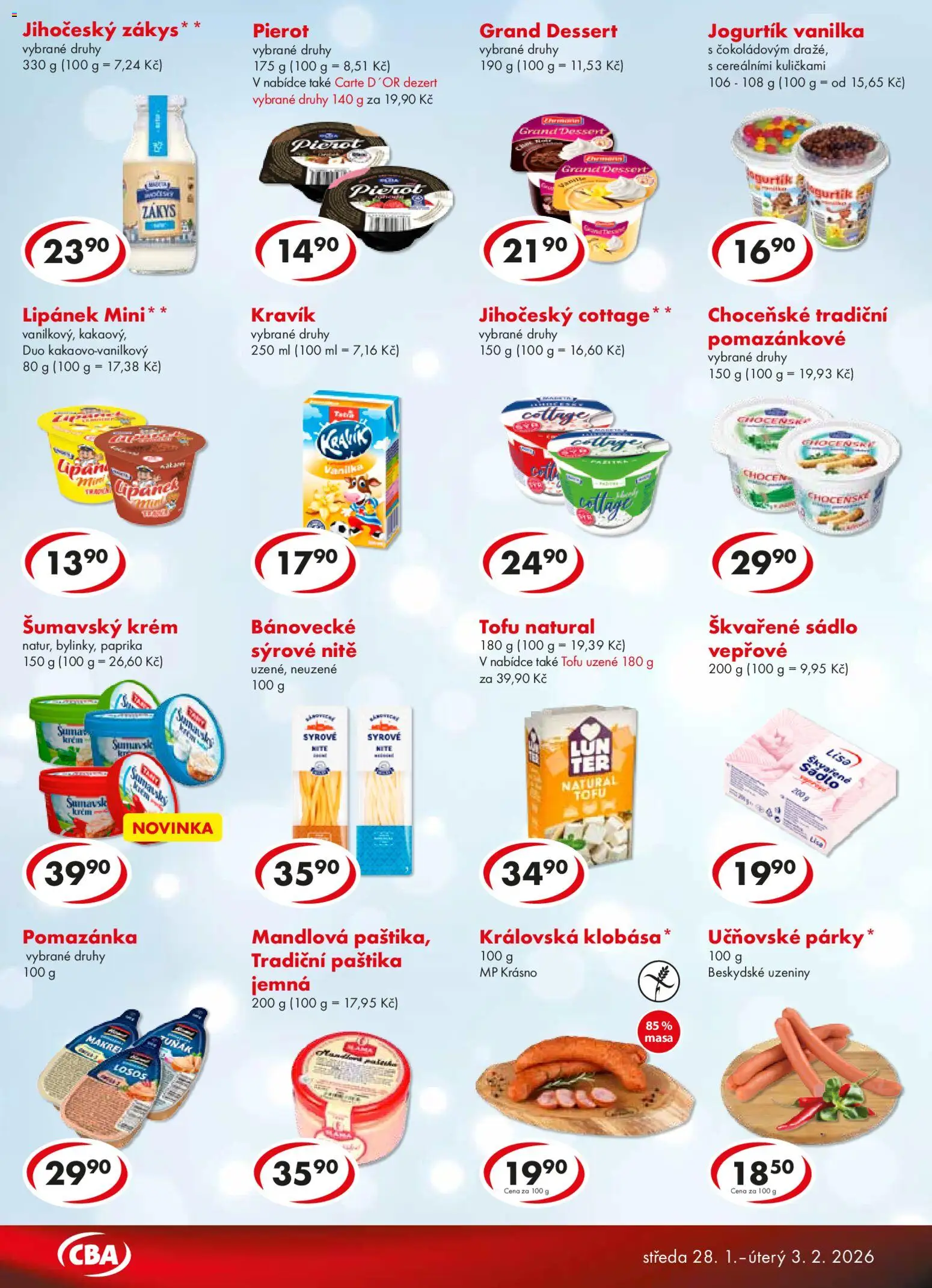 CBA leták - Premium od 28.01.2026 | Strana: 2 | Produkty: Sádlo, Lipánek, Tofu, Paprika