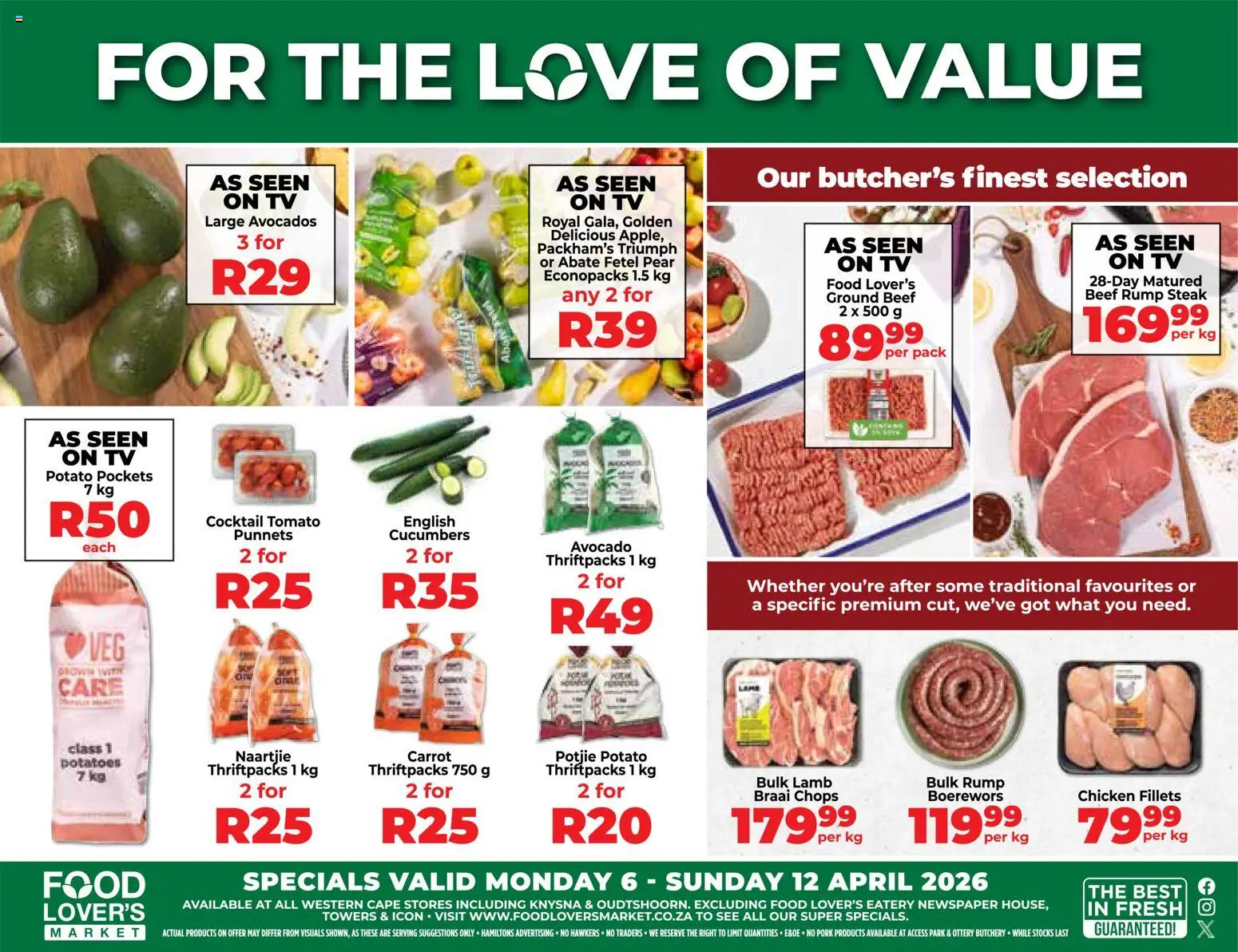 New Food Lover's Market catalogue – valid from 06.04.2026 | Page: 1 | Products: Chicken, Pork, Beef, Carrots